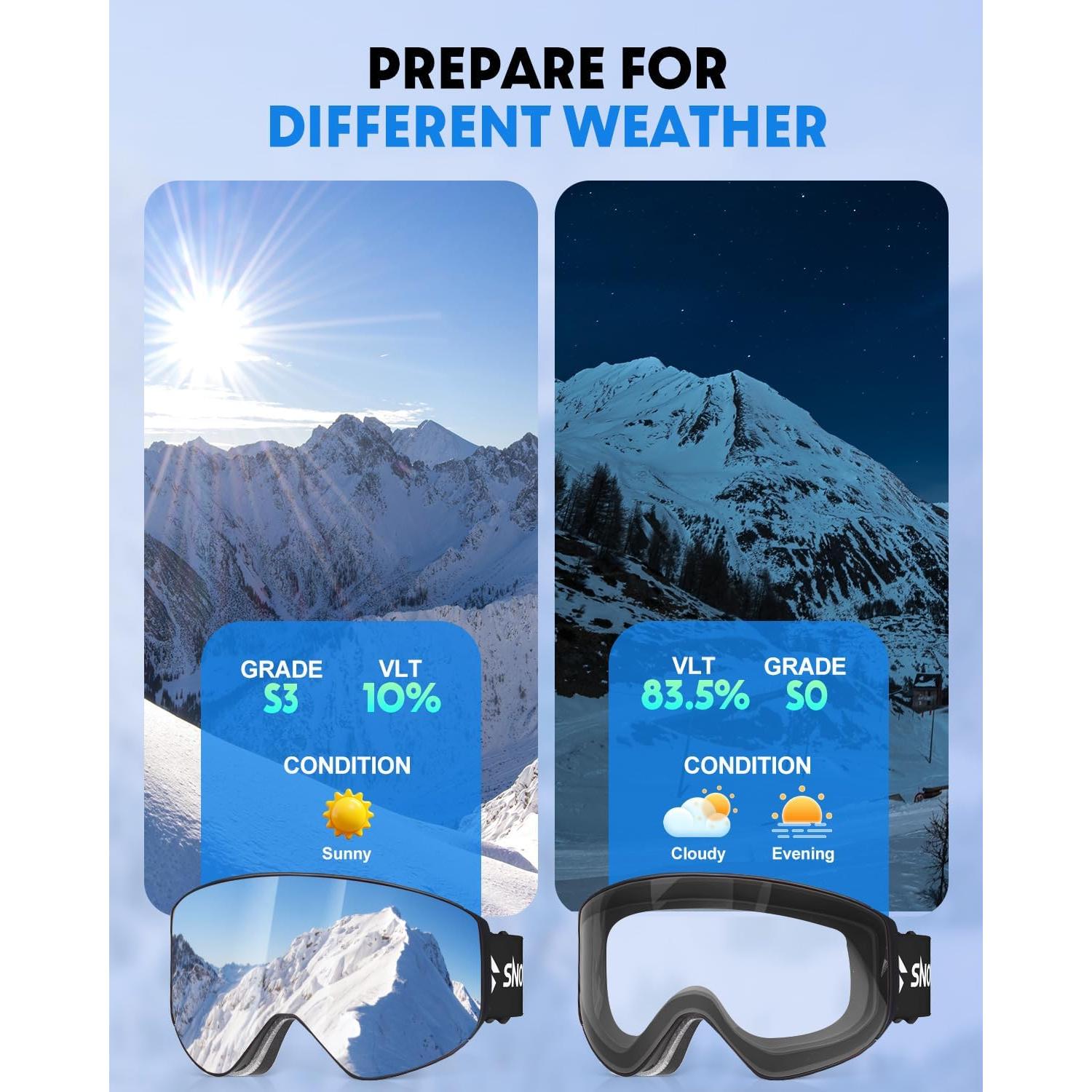 Gafas de Esquí SNOWALVA Ver.2 UV400 Antivaho para Adultos