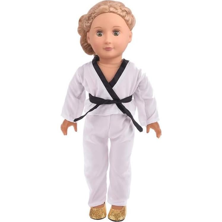 Ropa de Muñeca 18 Pulgadas Karate Blanco Lidianzhi - Incluye Blusa, Pantalones y 5 Cinturones