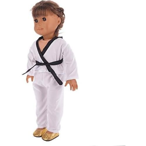 Ropa de Muñeca 18 Pulgadas Karate Blanco Lidianzhi - Incluye Blusa, Pantalones y 5 Cinturones