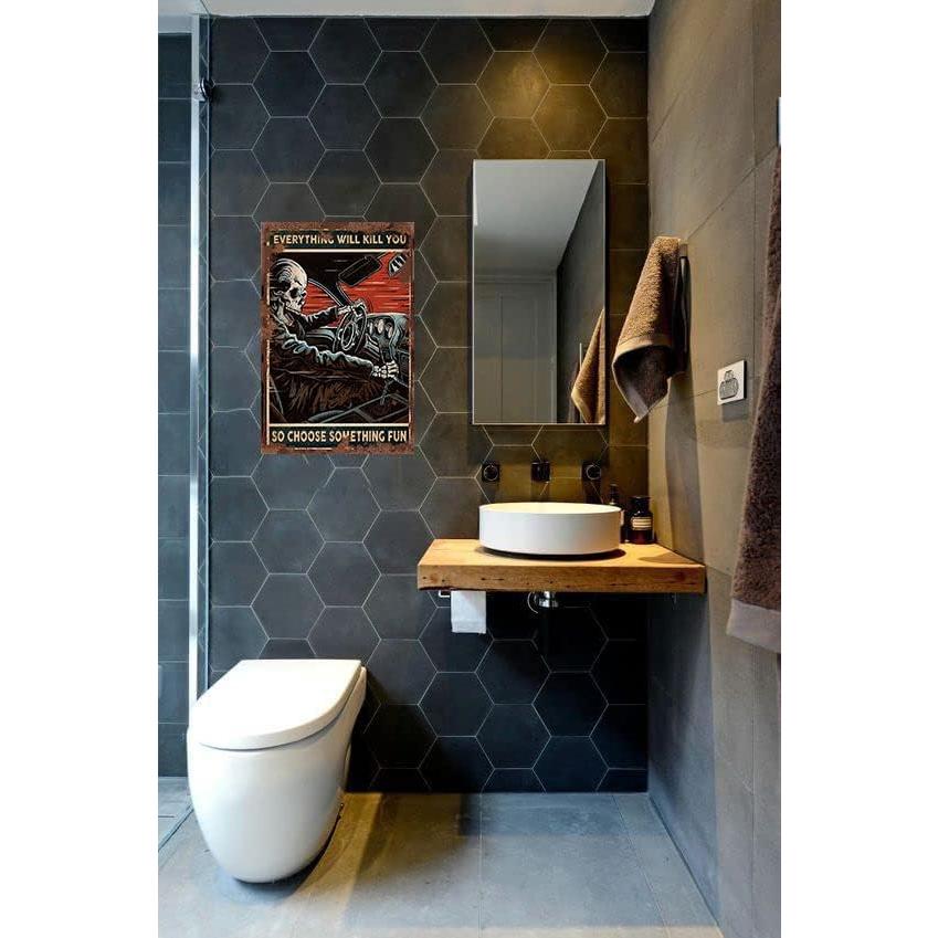 Cartel de Metal Vintage Esqueleto de Carreras Ainbash 30x20 cm