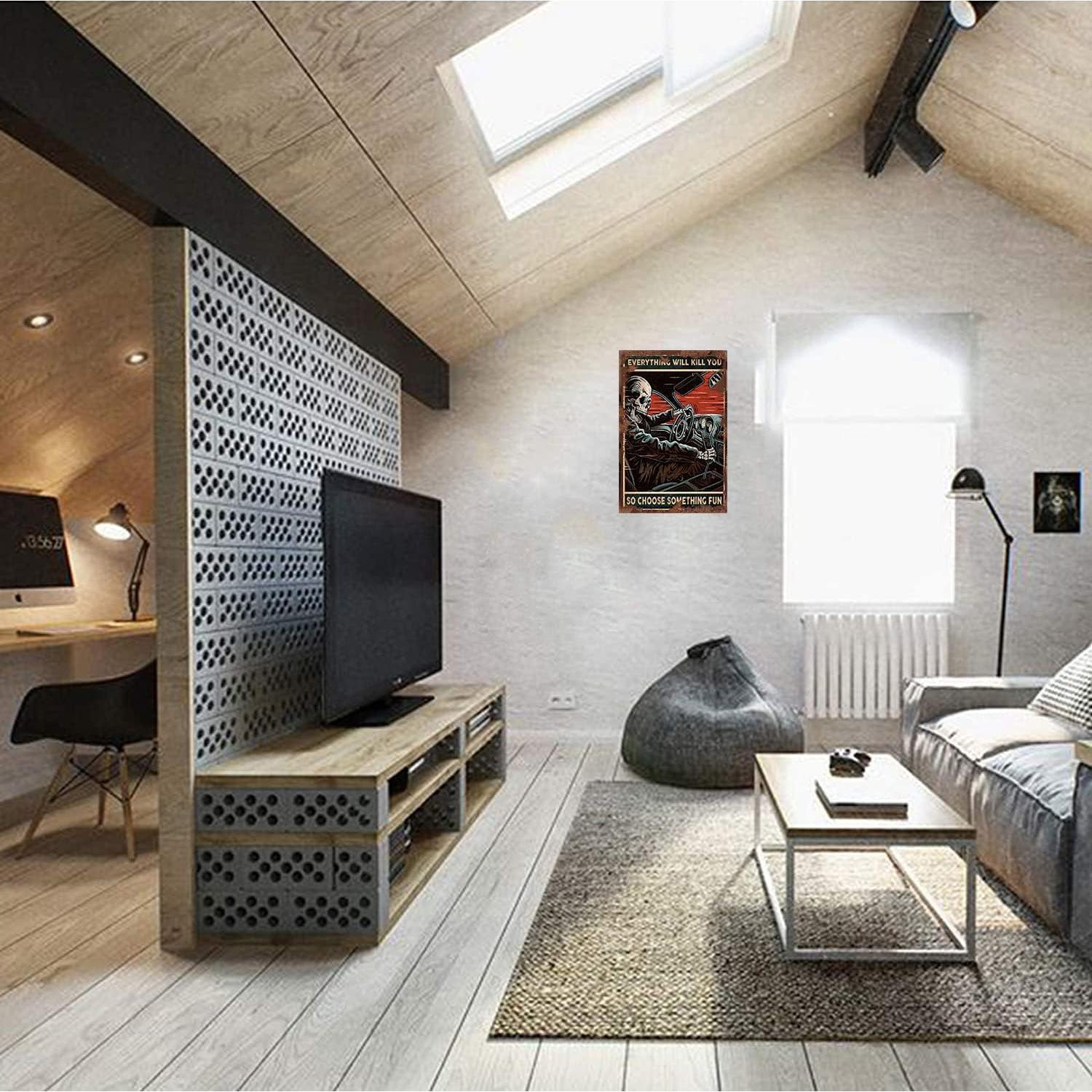 Cartel de Metal Vintage Esqueleto de Carreras Ainbash 30x20 cm