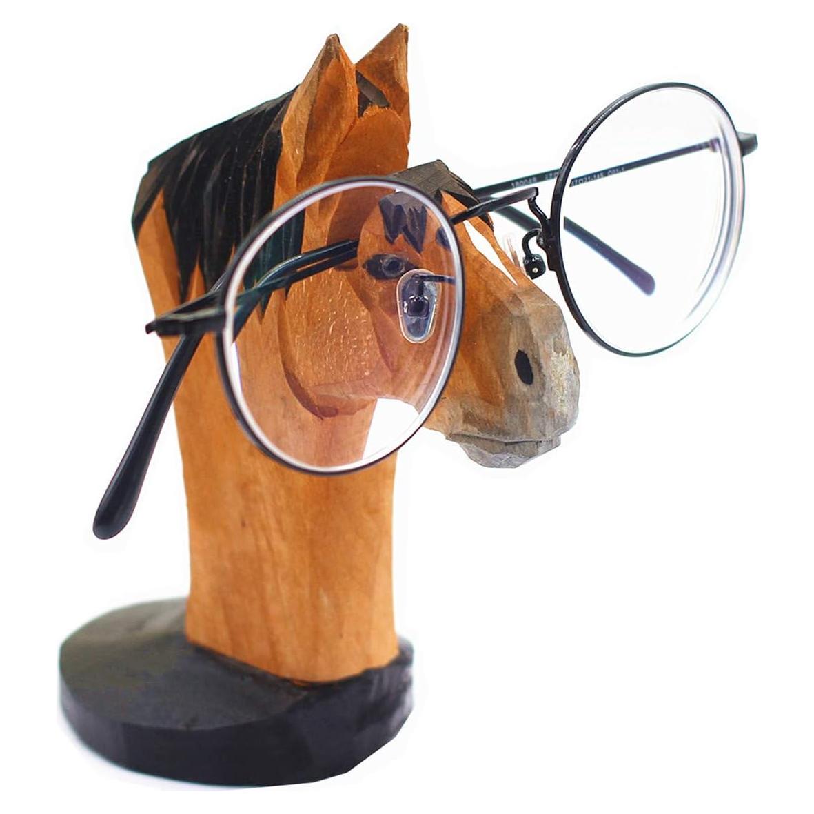 Soporte para Gafas de Madera TANG SONG Caballo Tallado a Mano
