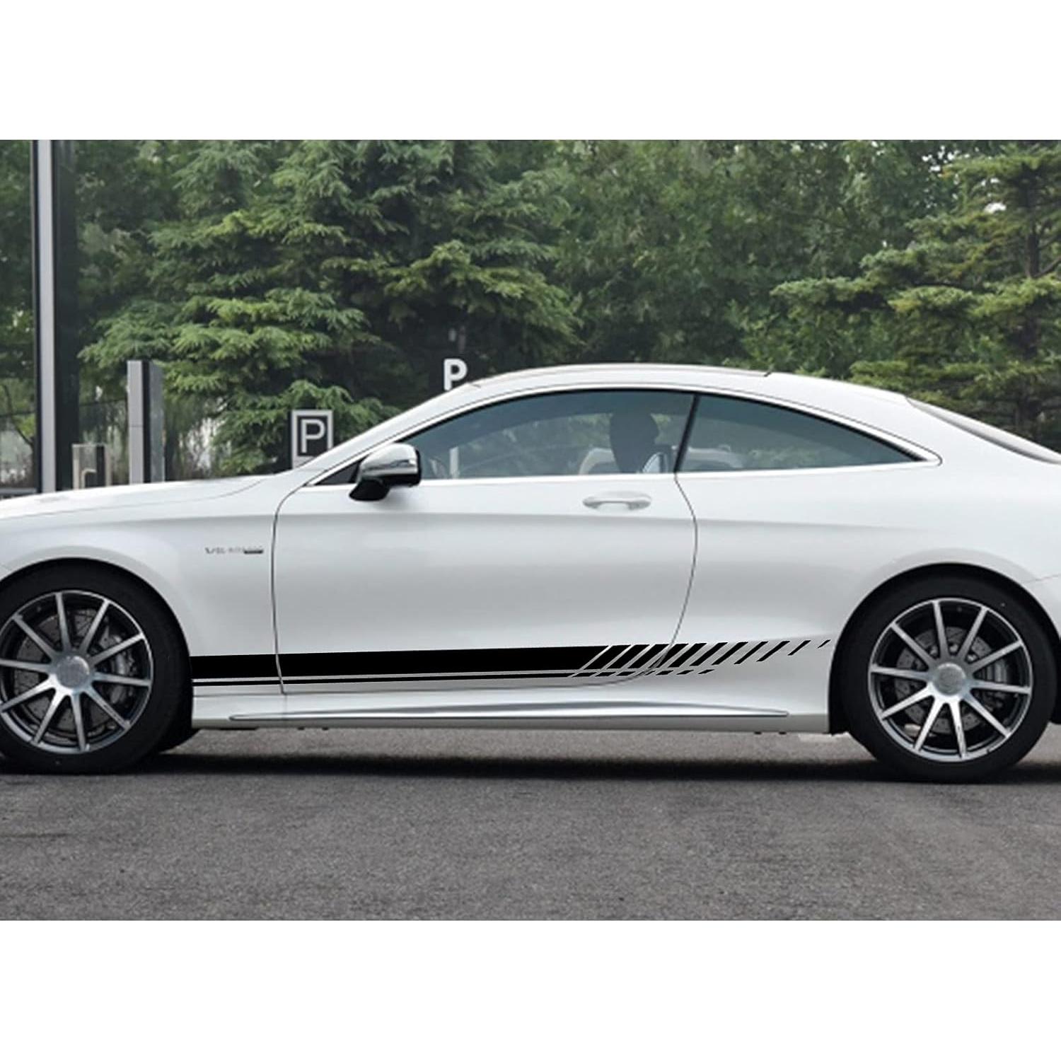 Calcomanías Lateral Auto SUNJIKA Vinilo Negro 190x9cm 2PCS