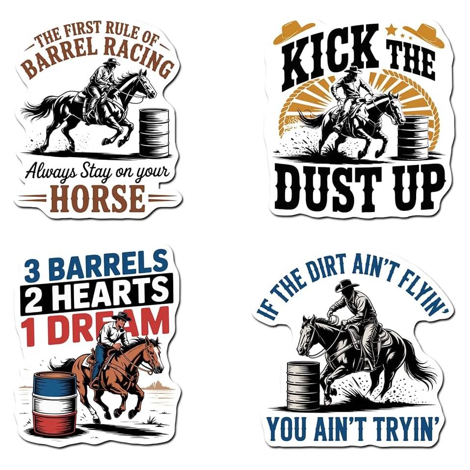 Calcomanías de Vinilo AOMAT77 para Carreras de Barril - 4 Pcs