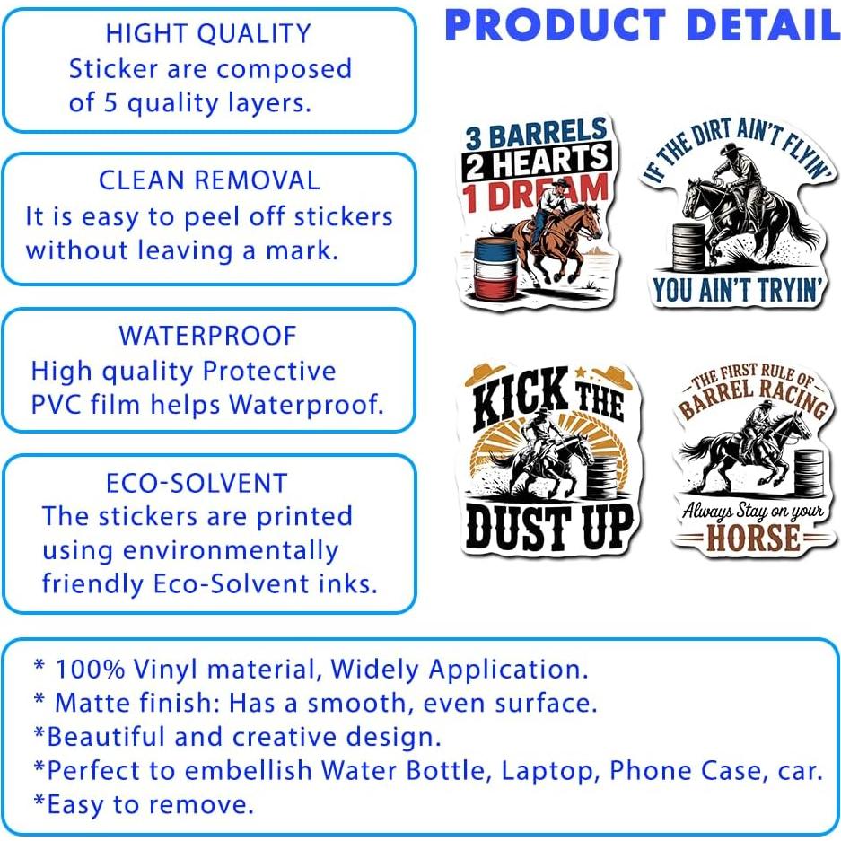 Calcomanías de Vinilo AOMAT77 para Carreras de Barril - 4 Pcs