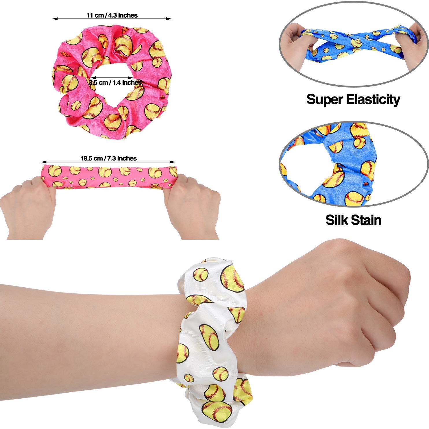 20 Scrunchies de Satén para Cabello WILLBOND - Tema Softball