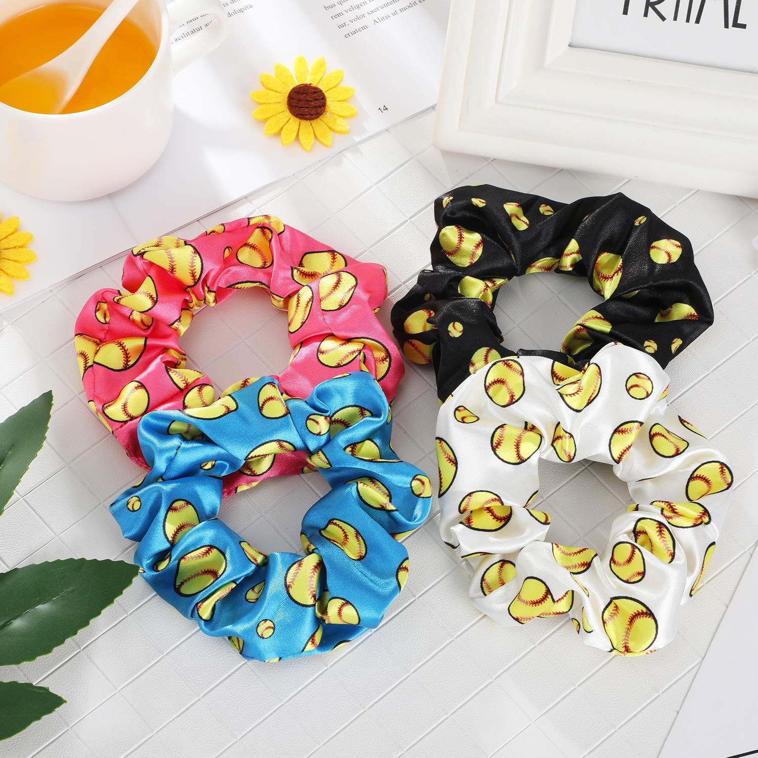 20 Scrunchies de Satén para Cabello WILLBOND - Tema Softball