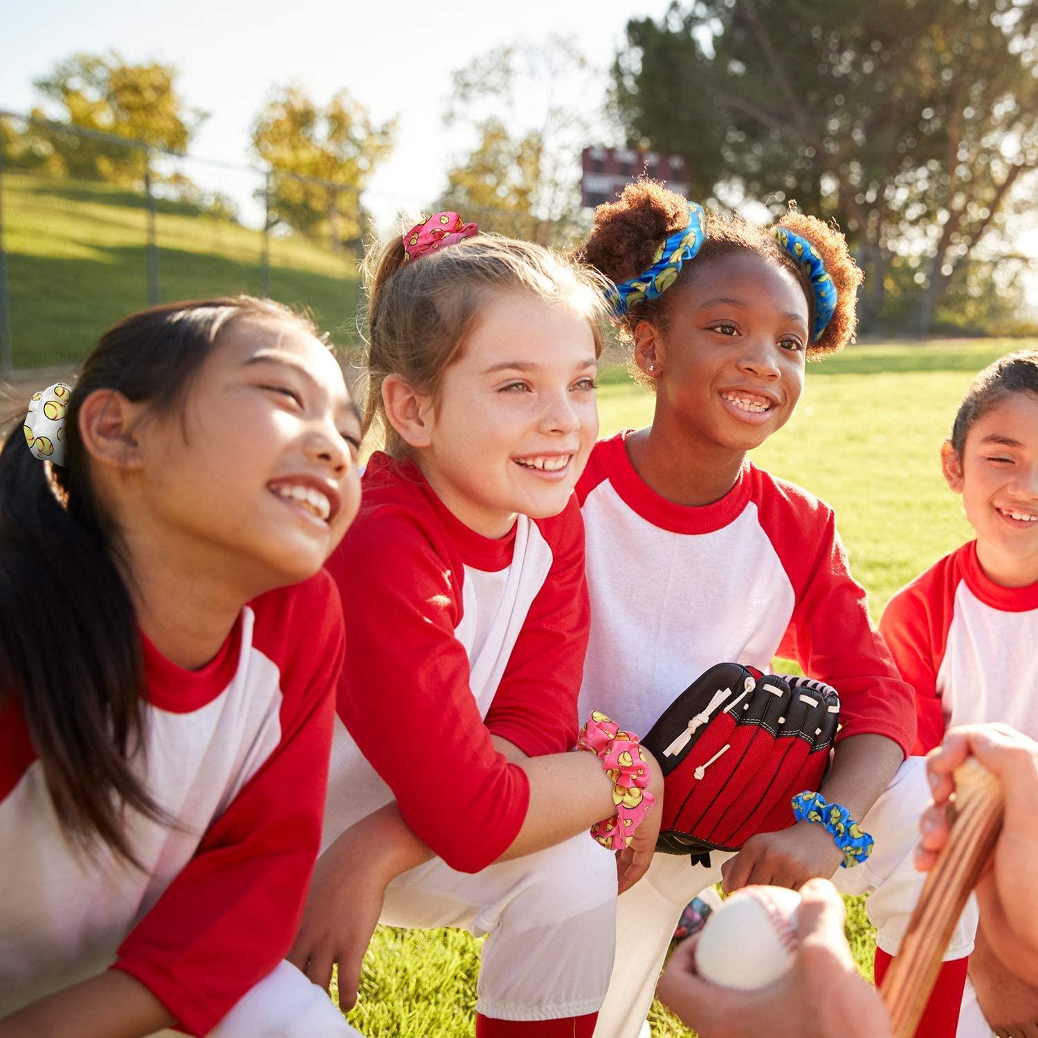 20 Scrunchies de Satén para Cabello WILLBOND - Tema Softball