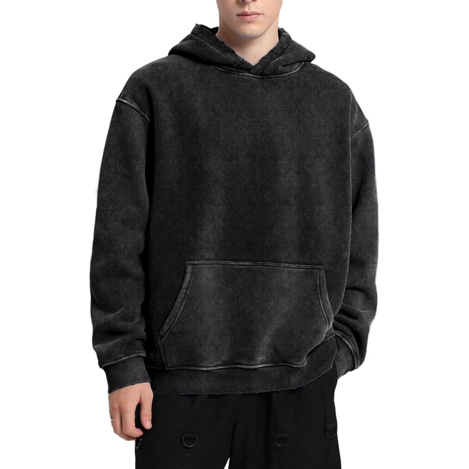 Sudadera Oversized FAIABLE Unisex Lavado Ácido Algodón Negro