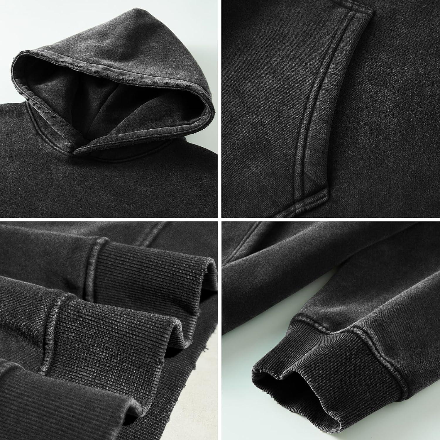 Sudadera Oversized FAIABLE Unisex Lavado Ácido Algodón Negro