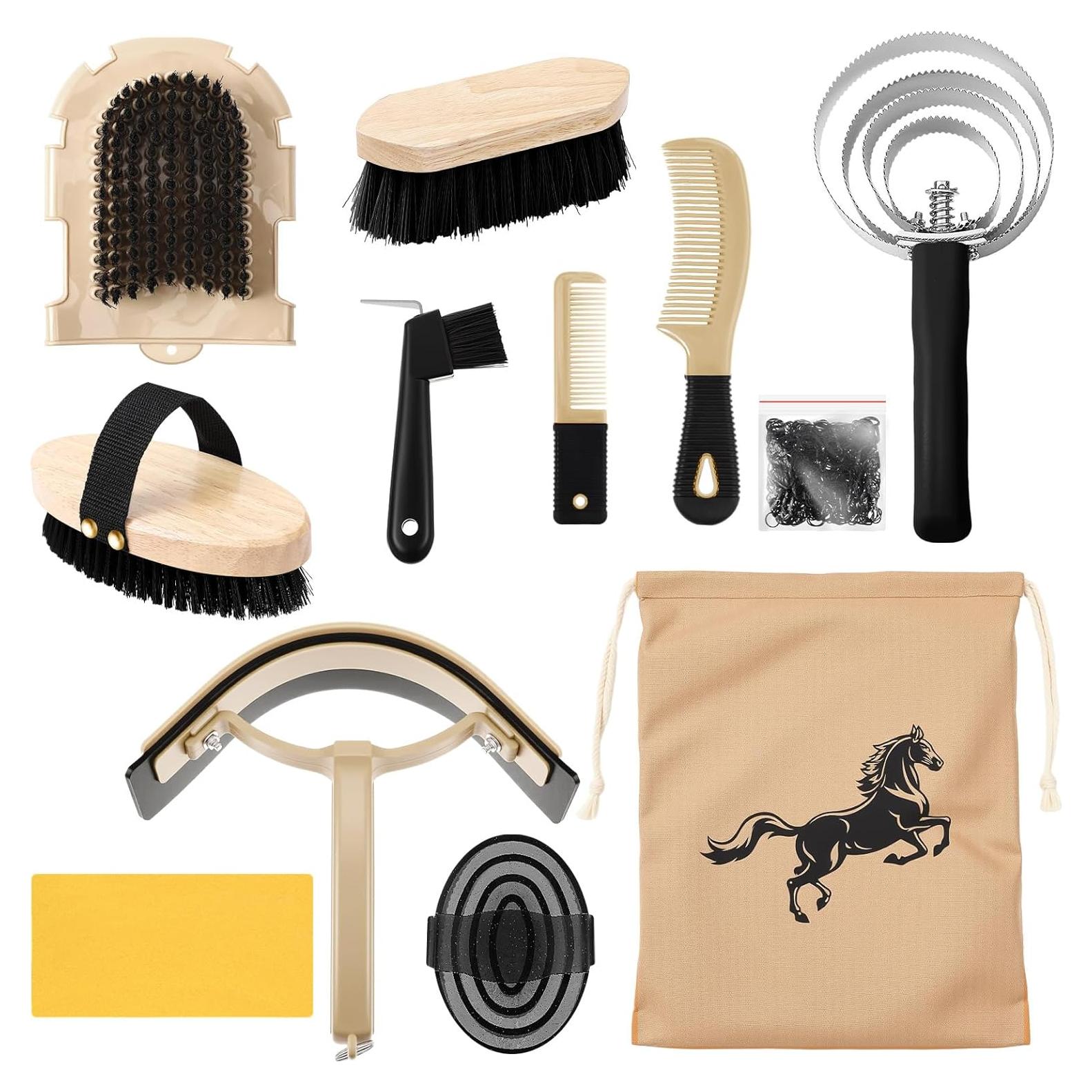 Kit de Cuidado de Caballos Abbylike 12 Piezas - Cepillos y Accesorios