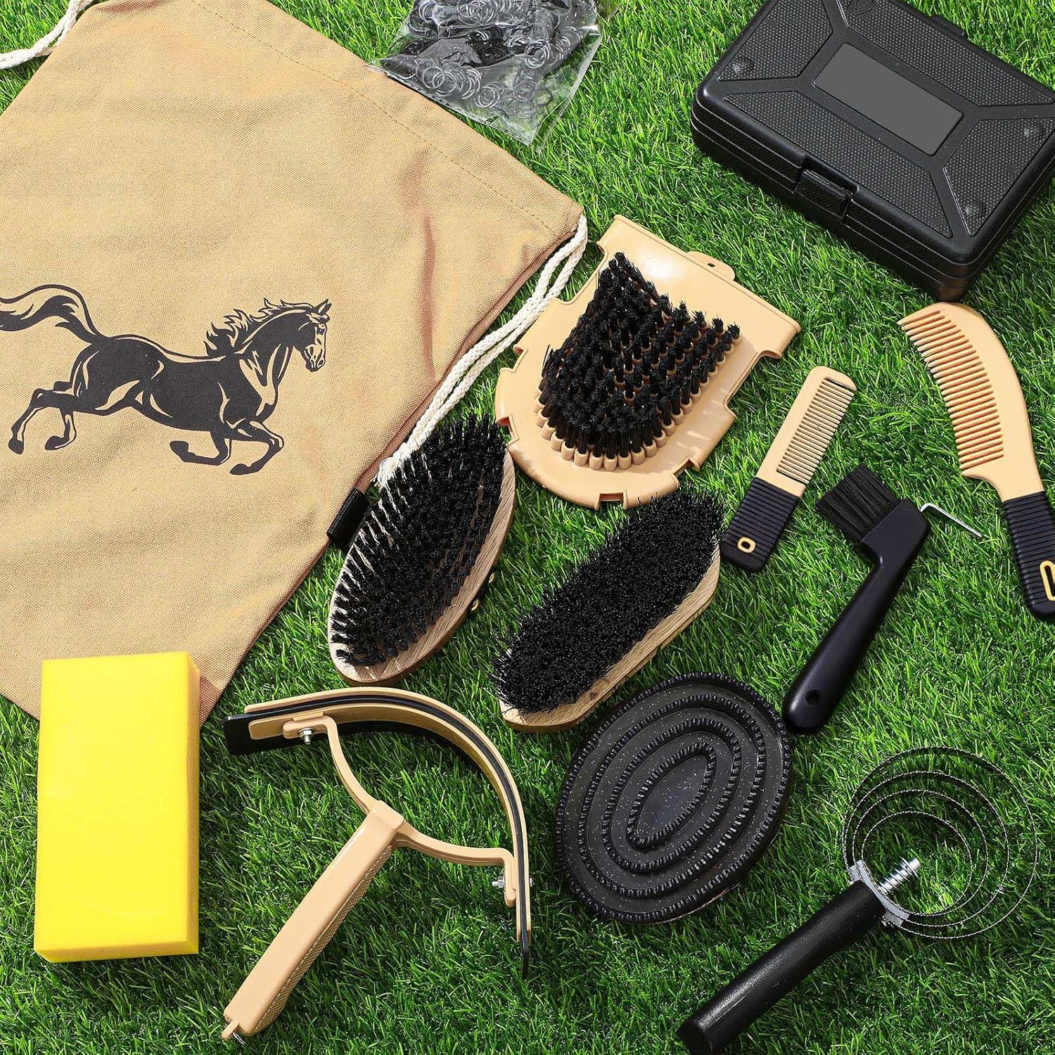 Kit de Cuidado de Caballos Abbylike 12 Piezas - Cepillos y Accesorios