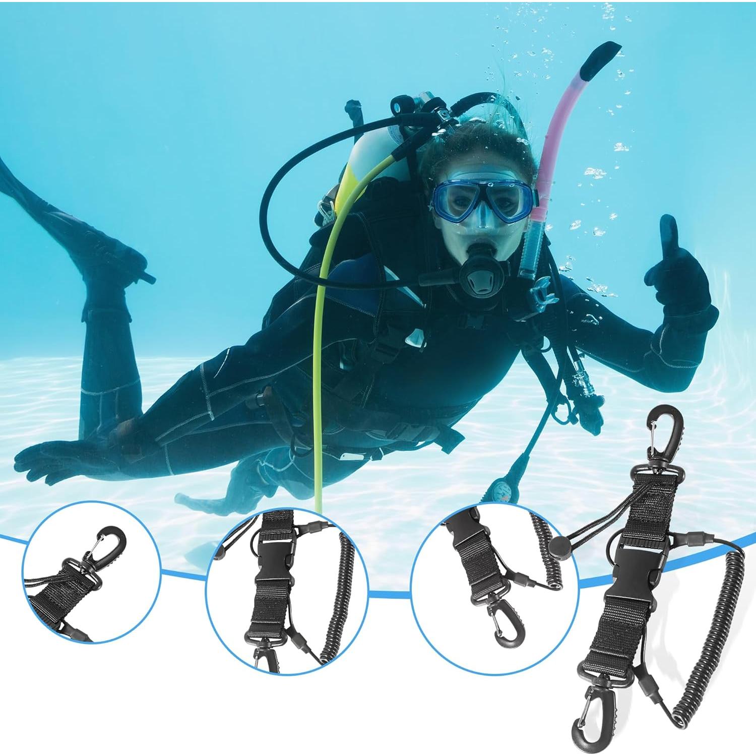 Paquete de 2 Lanyard para Buceo Brougetme con Hebilla Rápida