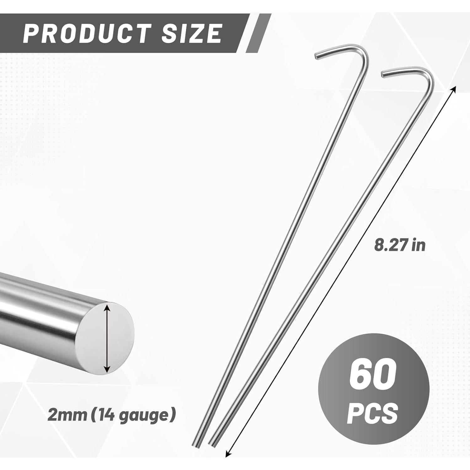 Sujetadores de Cerca de Cadena U0U 21cm Aluminio 60 Piezas