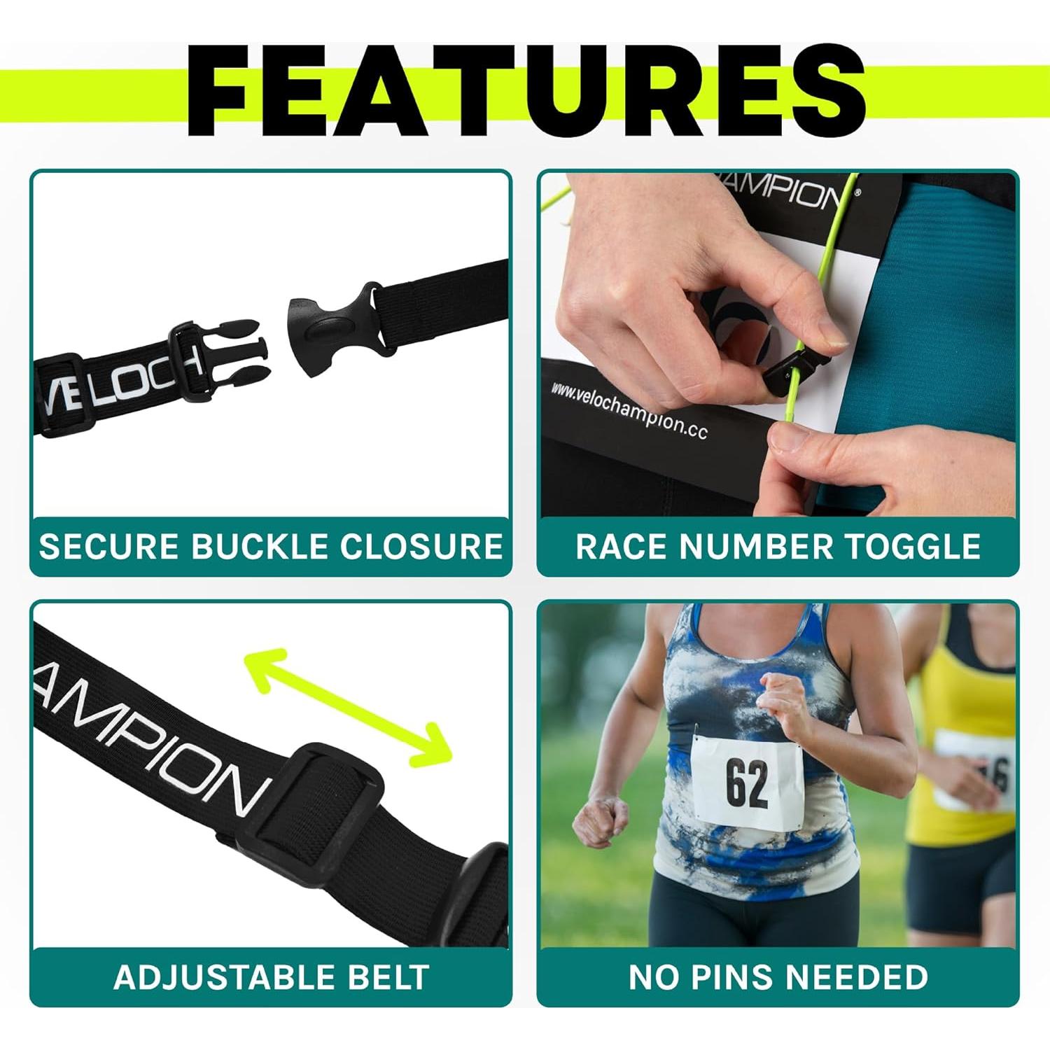 Cinturón de Correr VeloChampion Ajustable para Triatlón y Maratón