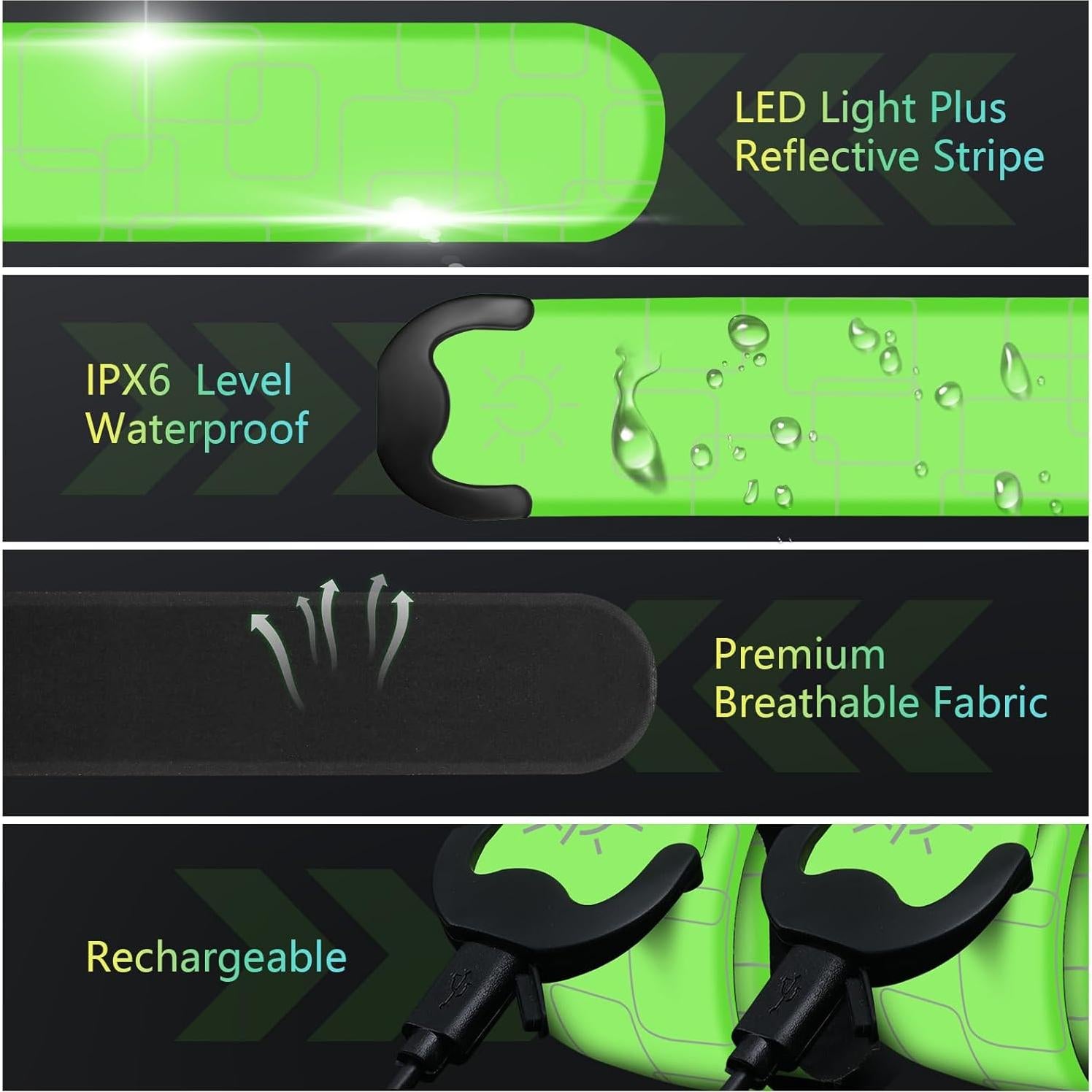 Brazaletes LED Recargables Xeiophoy para Correr 2 Pcs