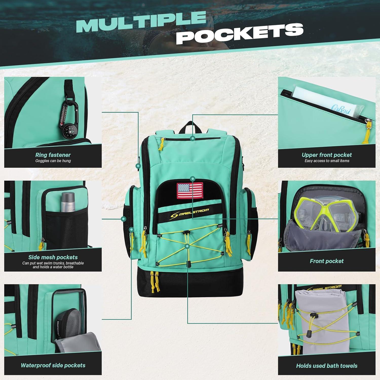 Mochila de Natación Maelstrom 35L Impermeable Azul Aqua