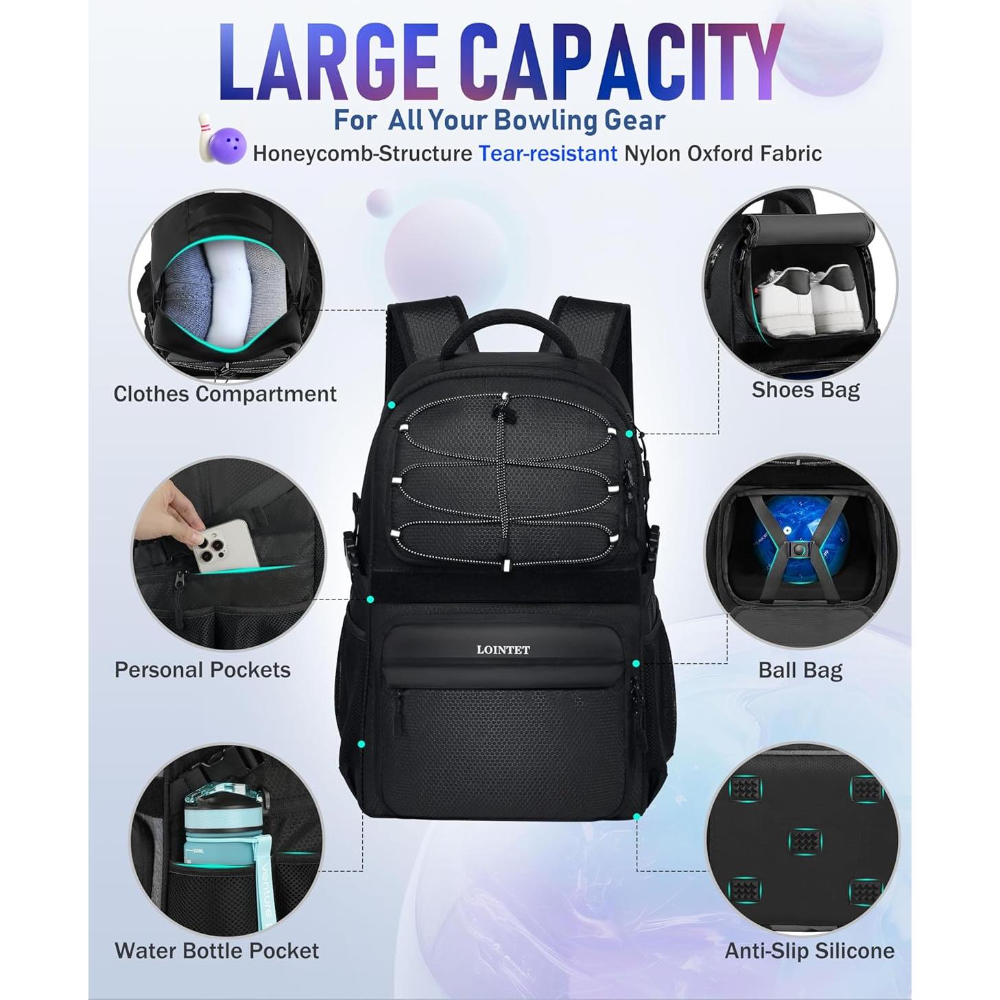 Mochila de Boliche LOINTET Lt Sp2003black con 11 Compartimentos