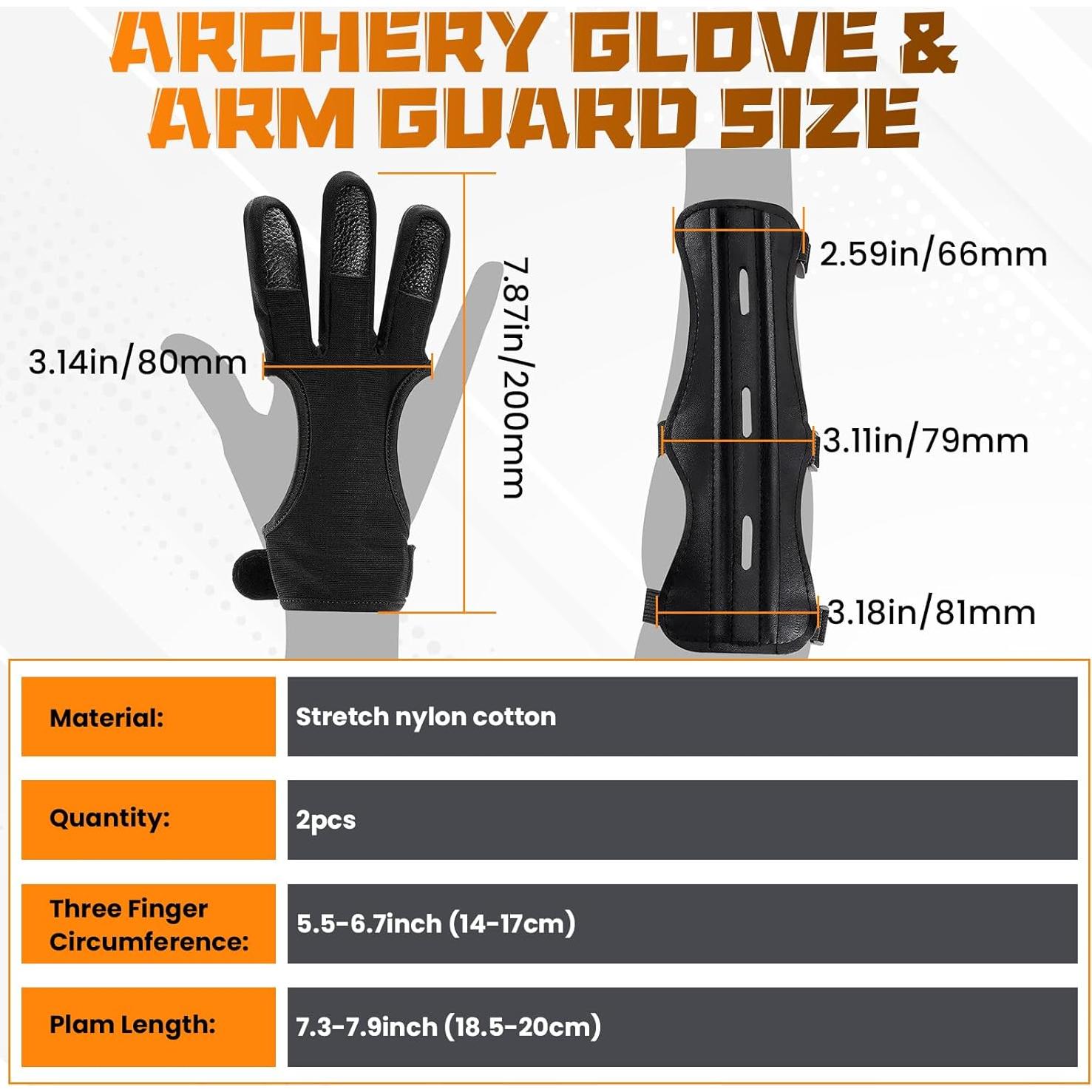 Kit de Guantes y Protector de Brazo Arquería MARRTEUM 2 Piezas