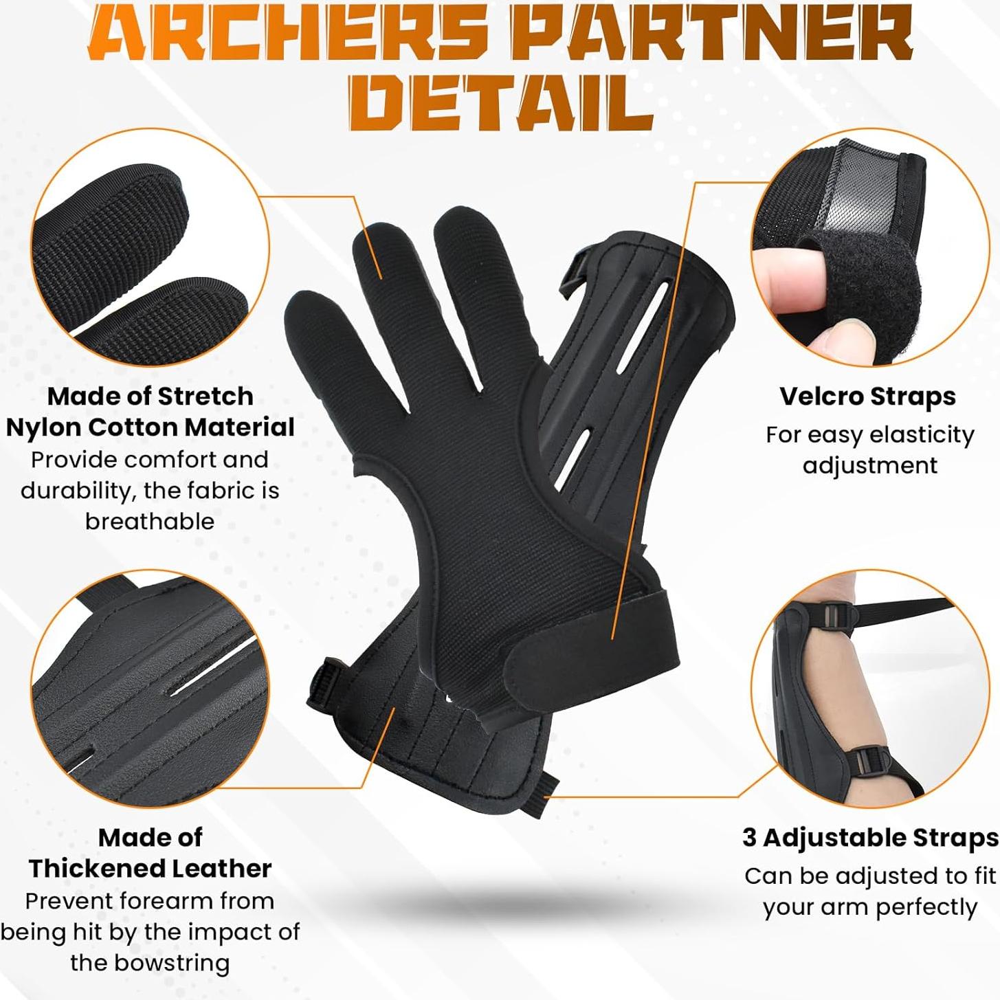 Kit de Guantes y Protector de Brazo Arquería MARRTEUM 2 Piezas