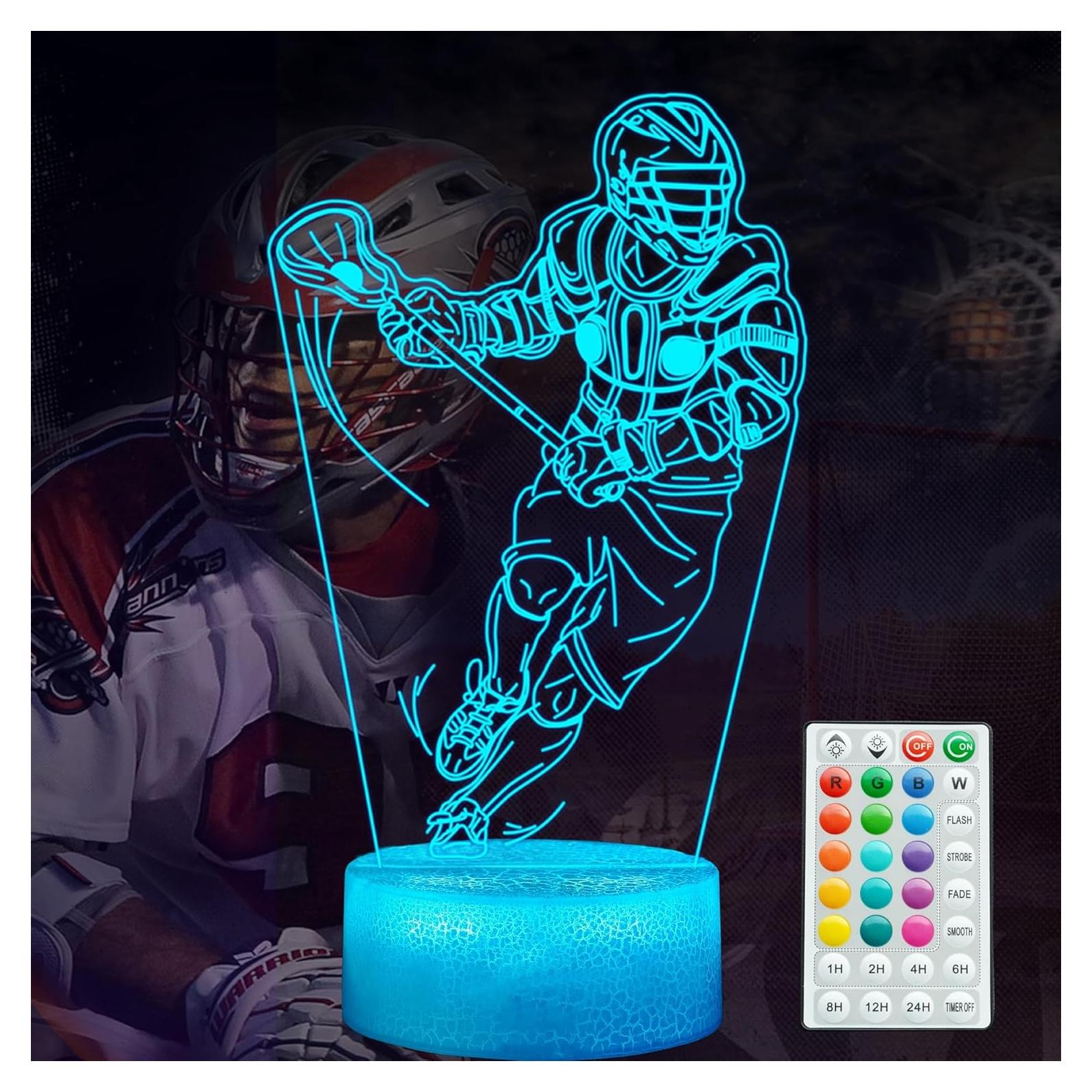 Luz Nocturna 3D Lacrosse con Control Remoto 16 Colores