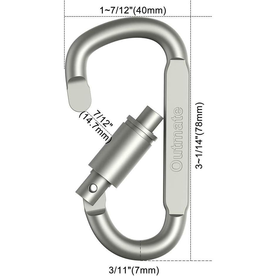 Mosquetones de Aluminio Outmate D-Ring - Paquete de 6 - 68 kg