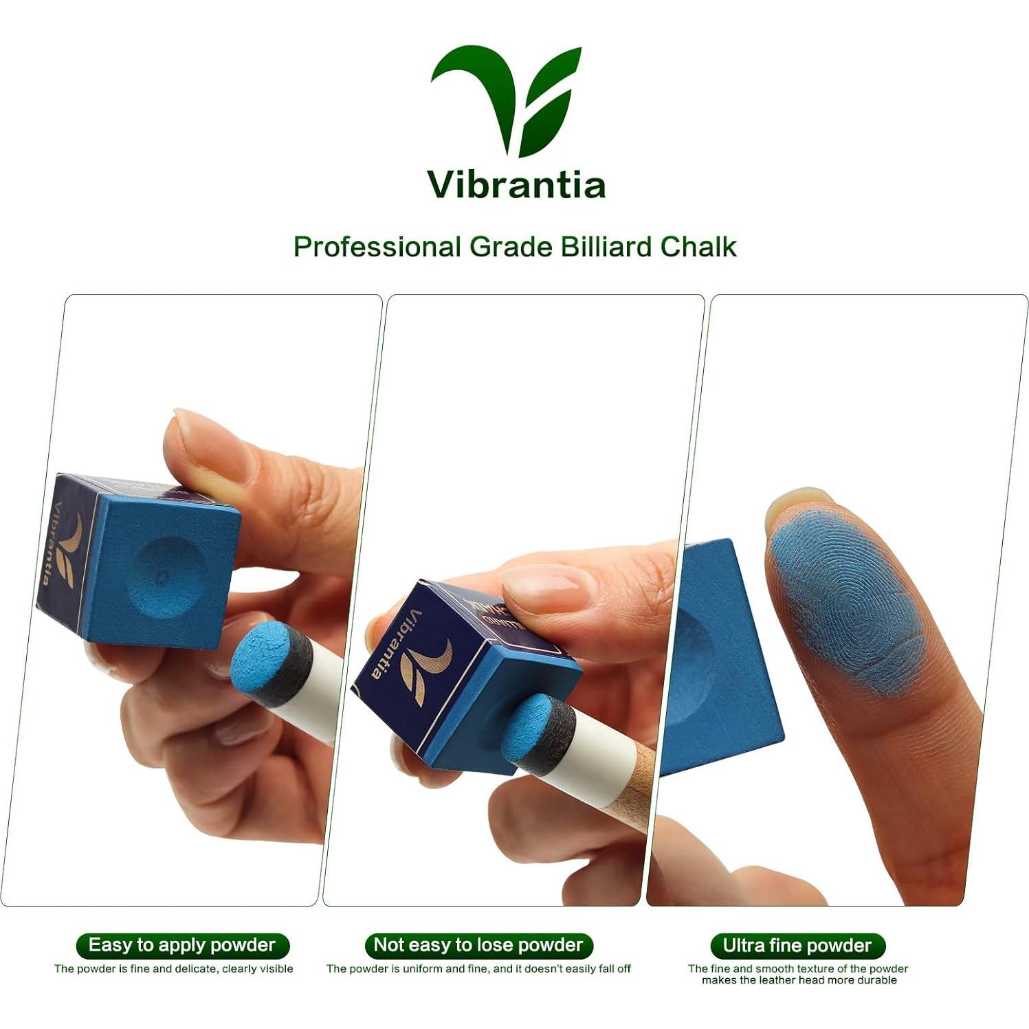 Tiza de Billar VIBRANTIA VB-12, 12 Cubos Azul, Bajo Polvo