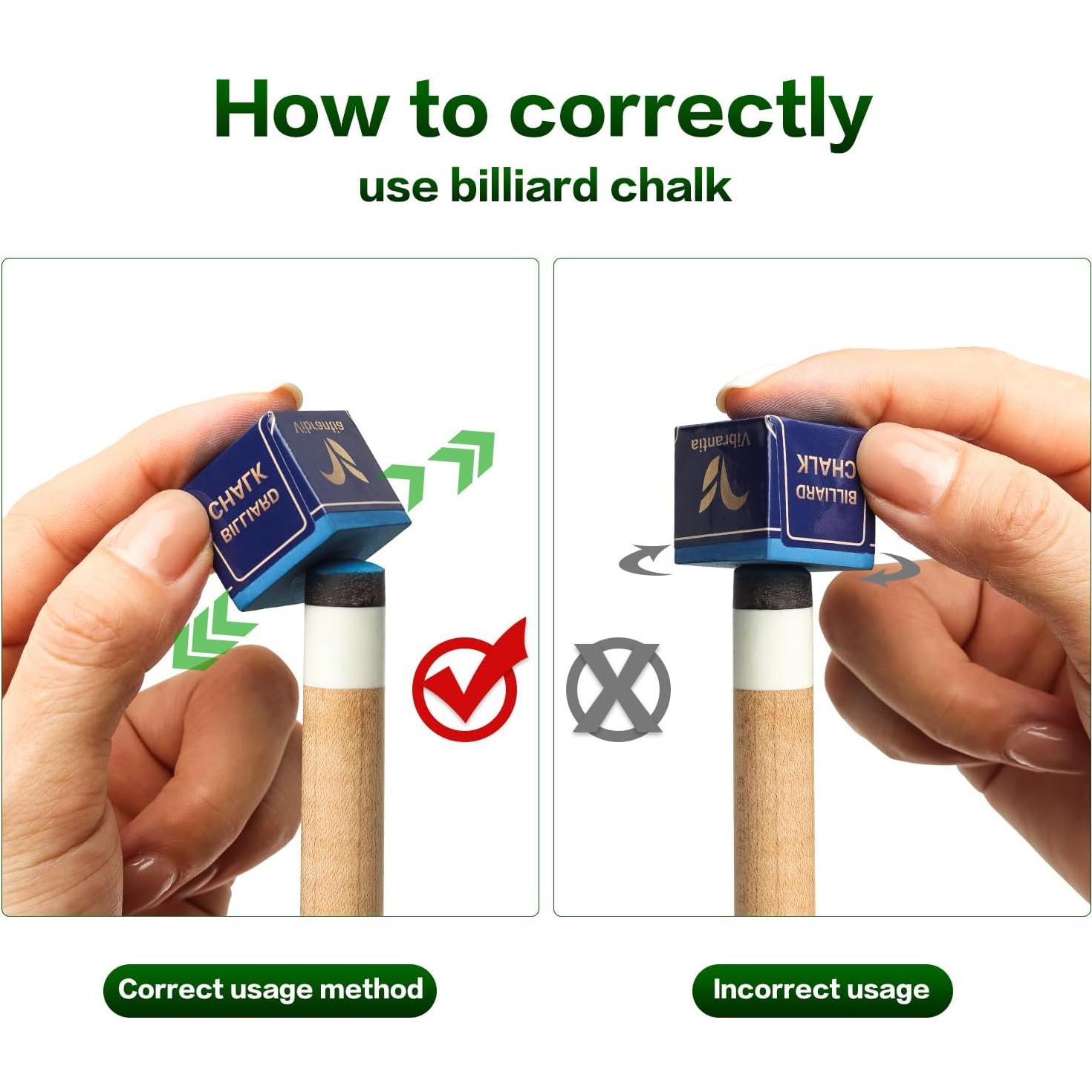 Tiza de Billar VIBRANTIA VB-12, 12 Cubos Azul, Bajo Polvo