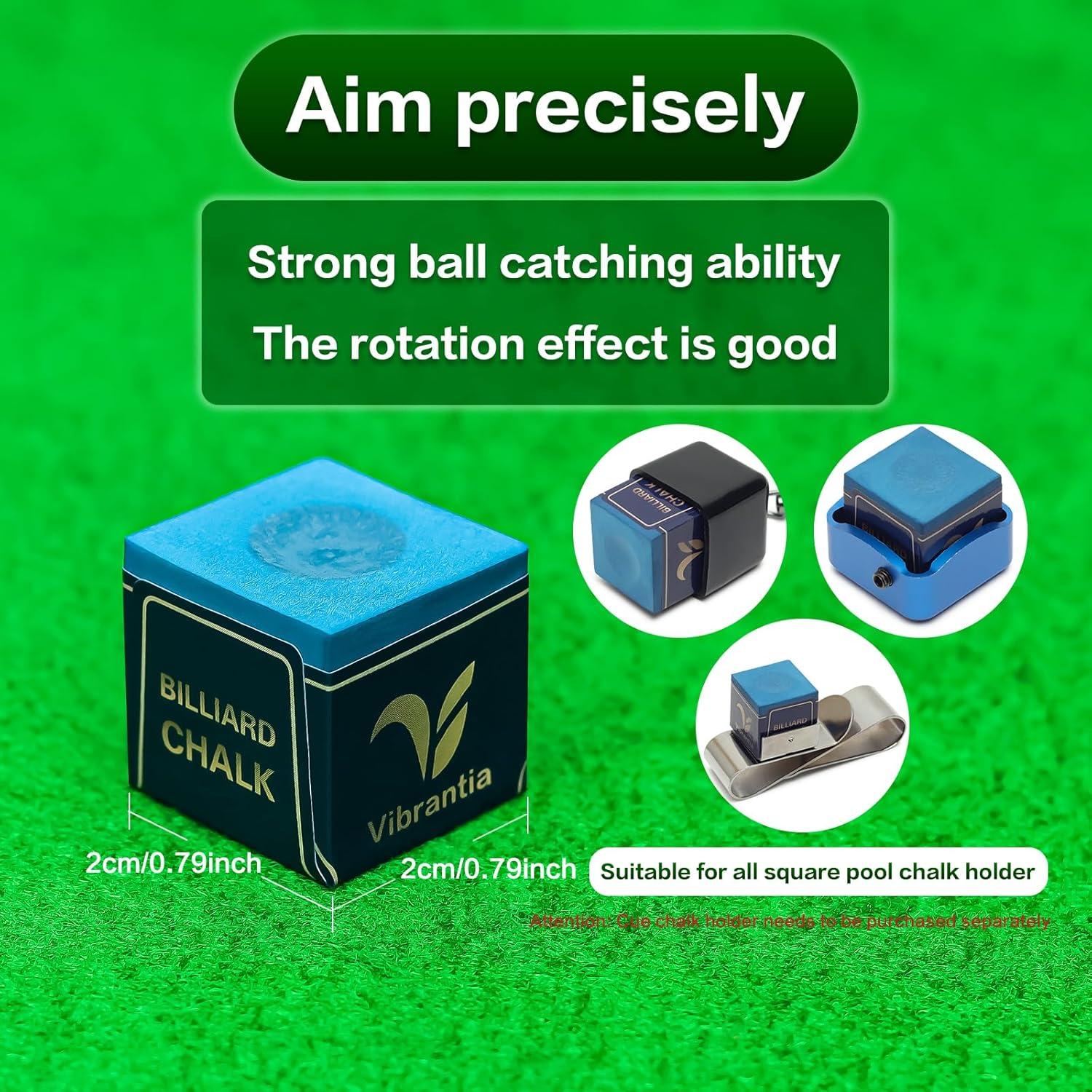 Tiza de Billar VIBRANTIA VB-12, 12 Cubos Azul, Bajo Polvo