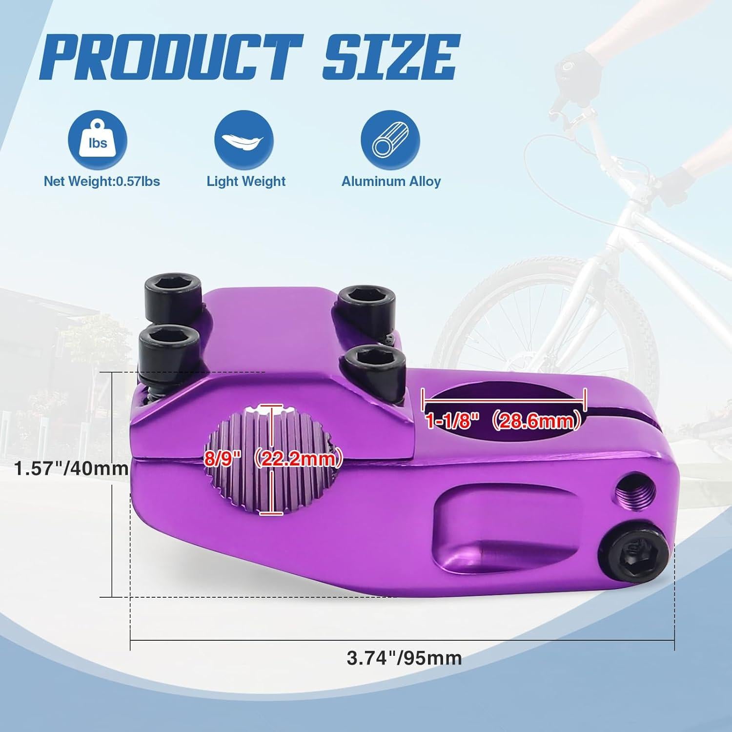 Tija de bicicleta BMX MAKELEN Aleación de Aluminio 95mm Púrpura