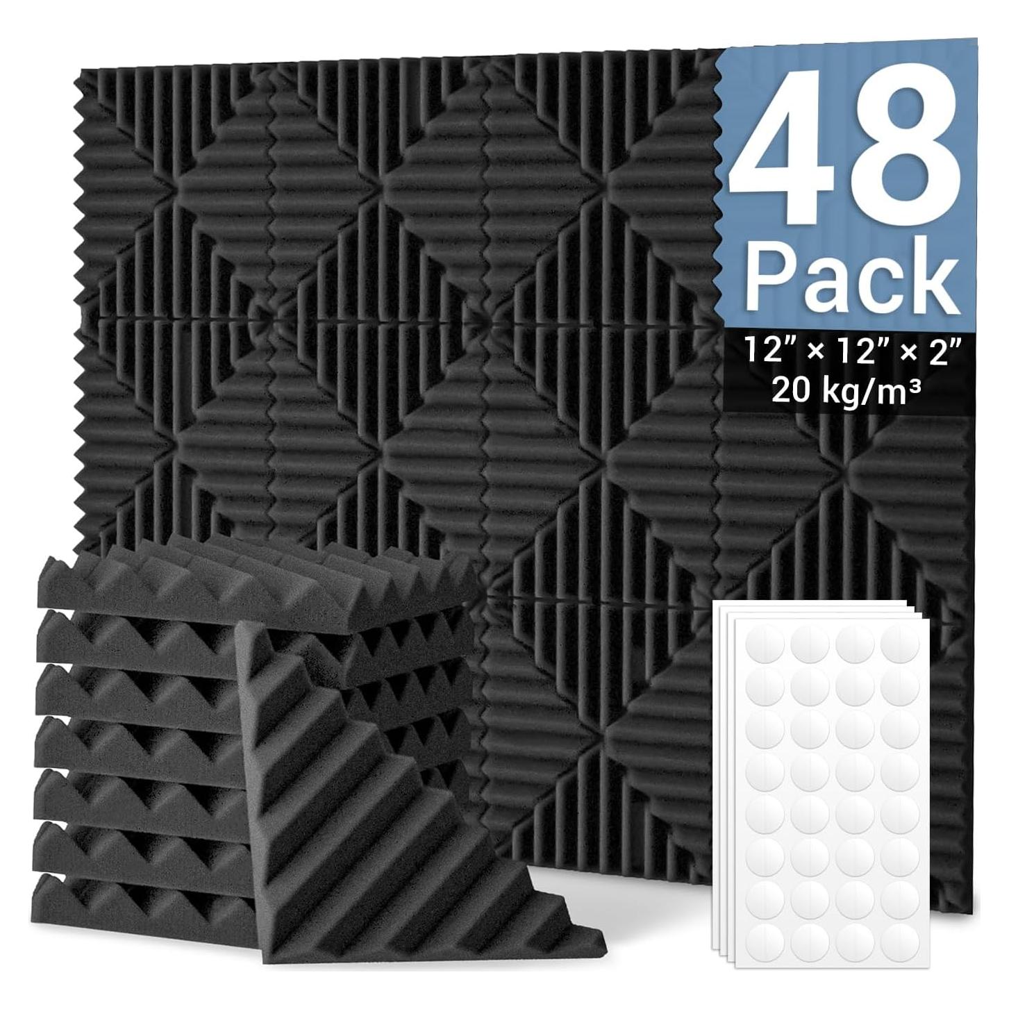 Paquete de 48 Paneles Acústicos Ohuhu 5x30 cm Aislantes Sonido