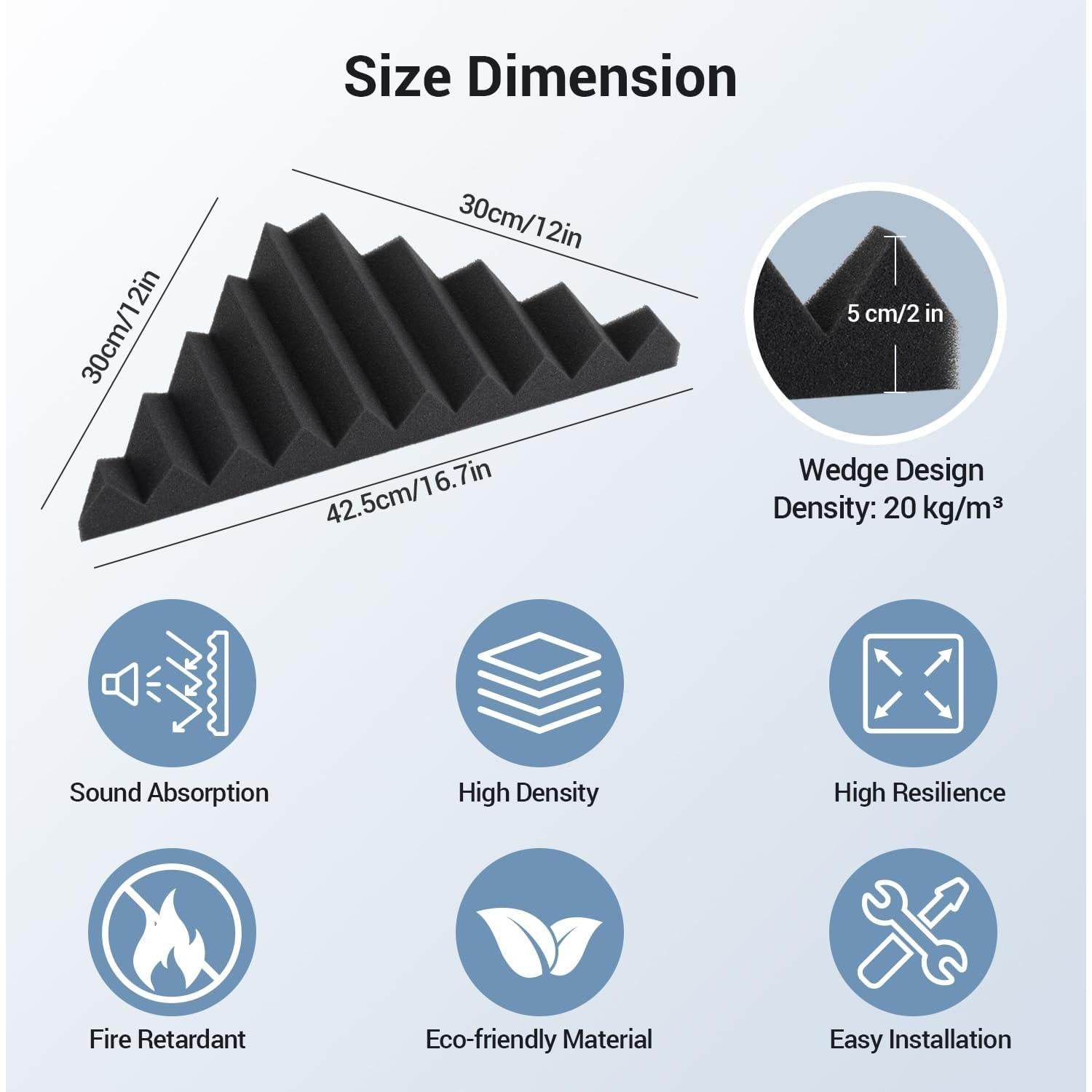 Paquete de 48 Paneles Acústicos Ohuhu 5x30 cm Aislantes Sonido