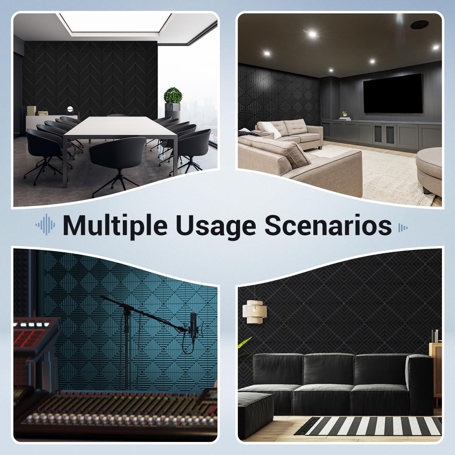 Paquete de 48 Paneles Acústicos Ohuhu 5x30 cm Aislantes Sonido