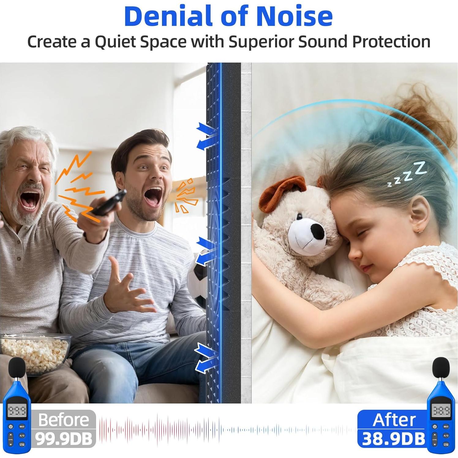 Paquete de 12 Paneles Acústicos Aislantes GUANGZHOU 3" Negro