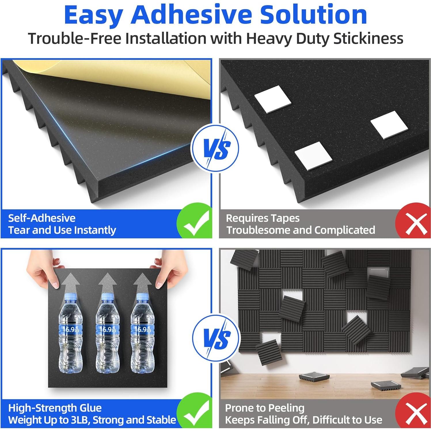 Paquete de 12 Paneles Acústicos Aislantes GUANGZHOU 3" Negro