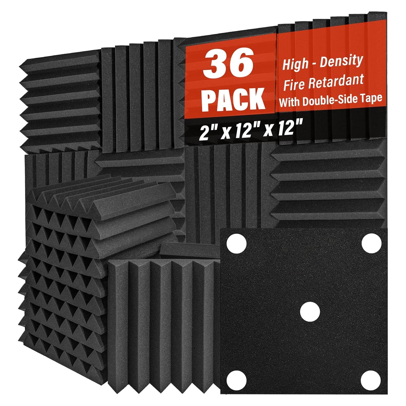 Paquete de 36 Paneles de Espuma Acústica 5cm x 30cm Aislamiento Sonoro