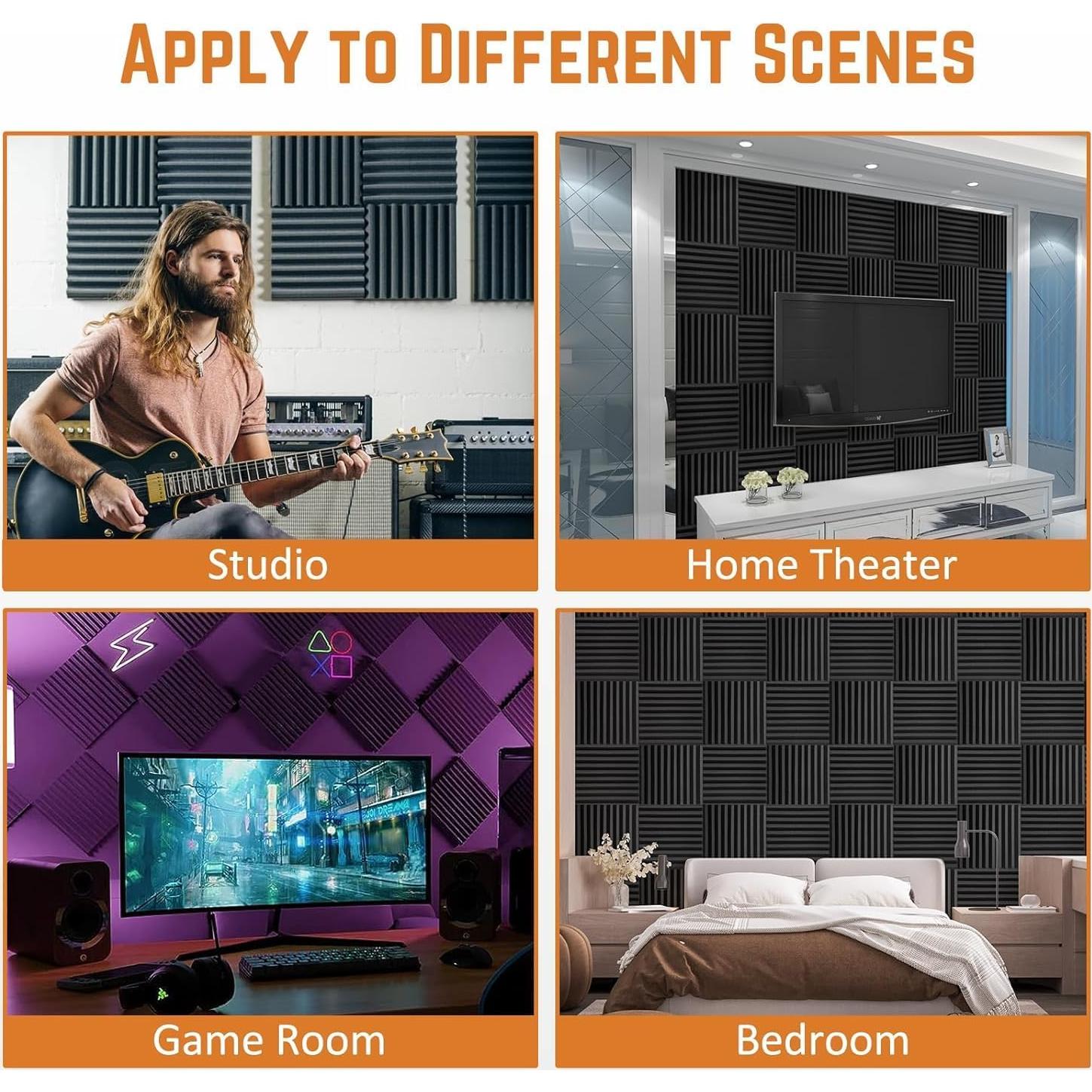 Paquete de 36 Paneles de Espuma Acústica 5cm x 30cm Aislamiento Sonoro