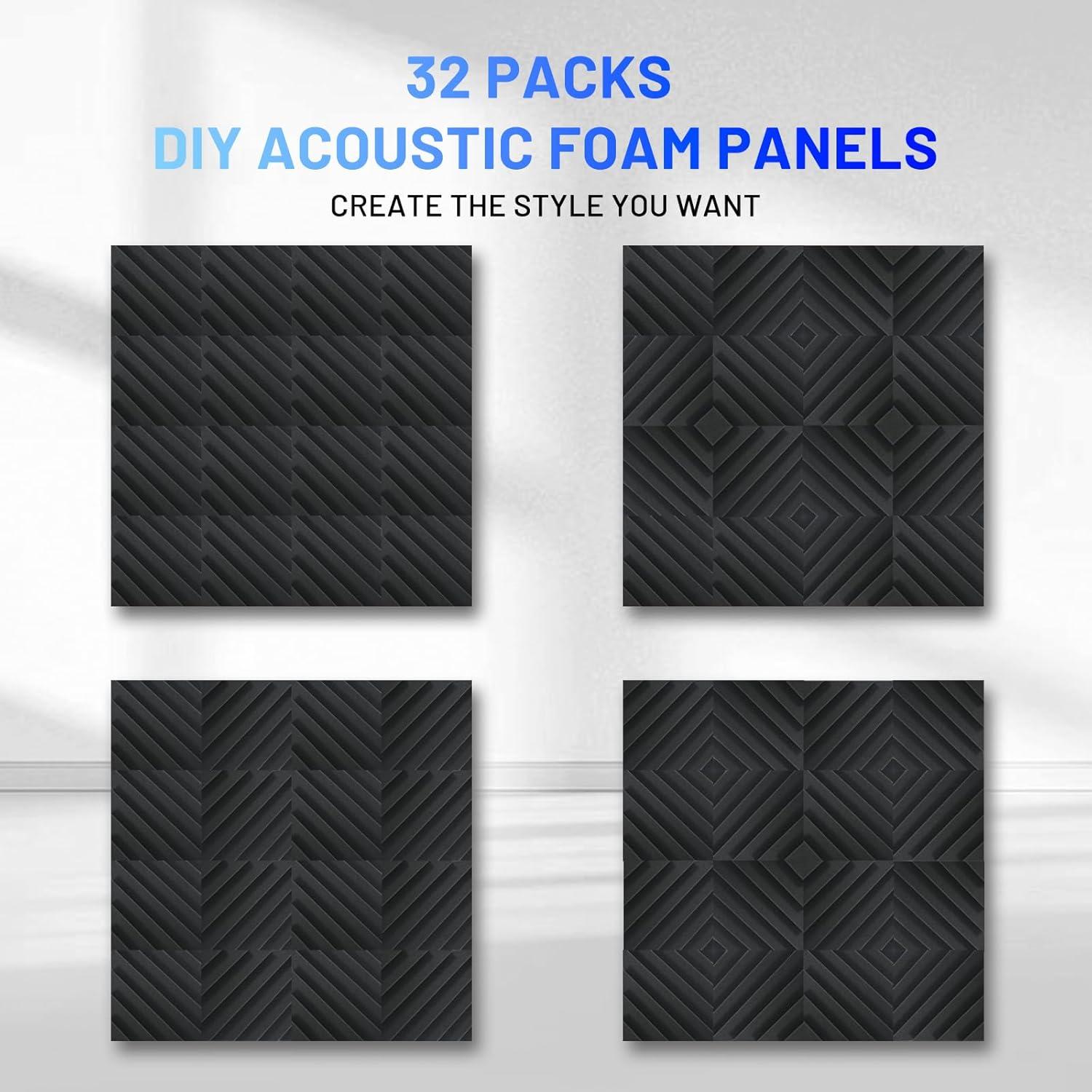 Paneles Acústicos Aislantes Focusound 32 Piezas 5 cm Negro