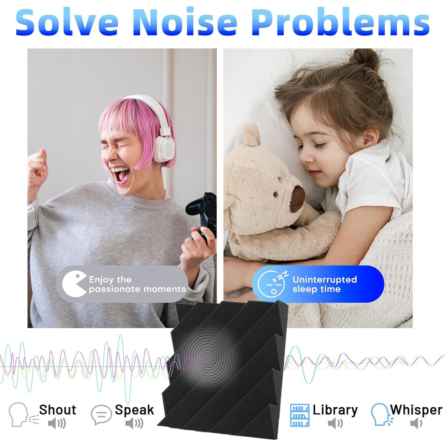 Paneles Acústicos Aislantes Focusound 32 Piezas 5 cm Negro