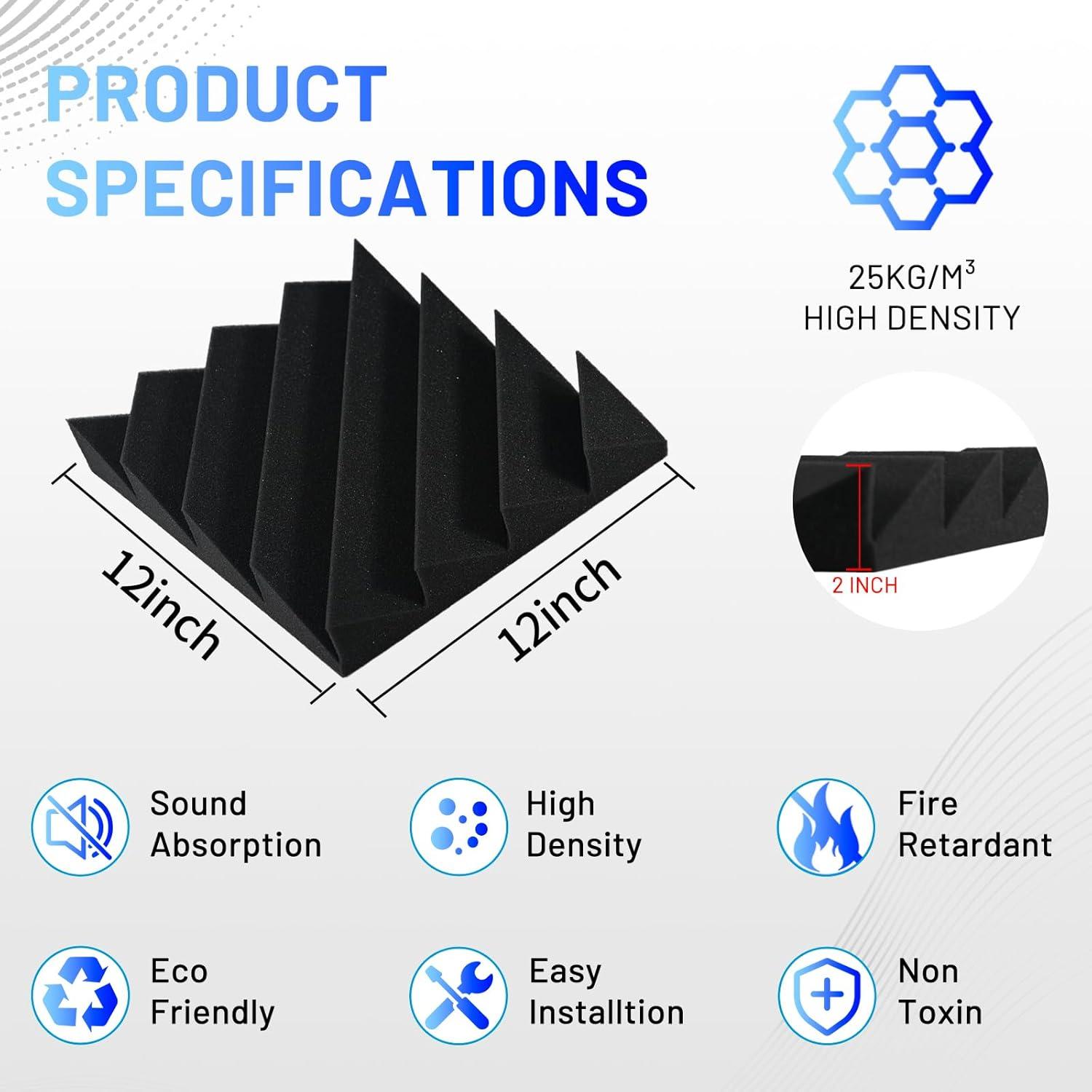 Paneles Acústicos Aislantes Focusound 32 Piezas 5 cm Negro