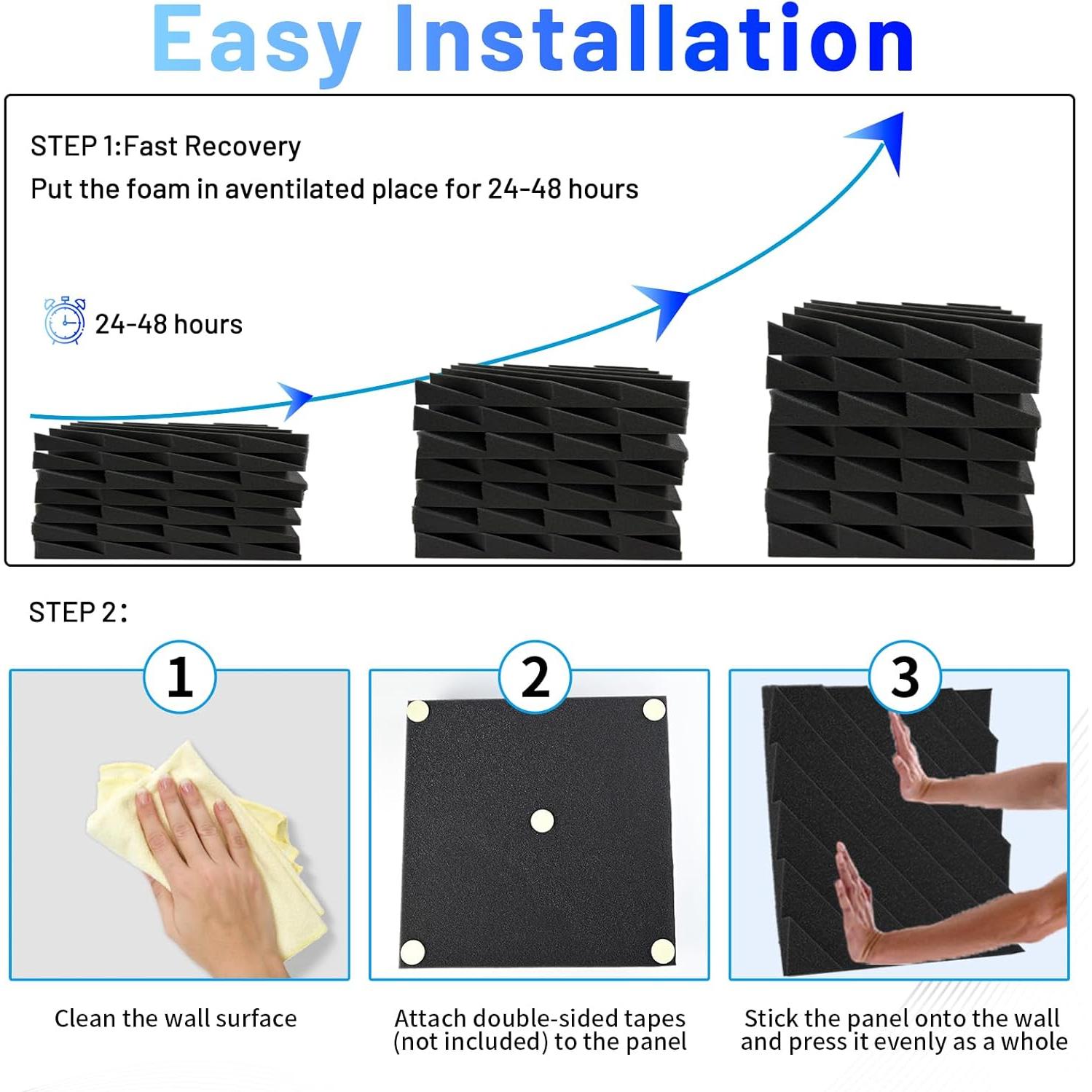 Paneles Acústicos Aislantes Focusound 32 Piezas 5 cm Negro