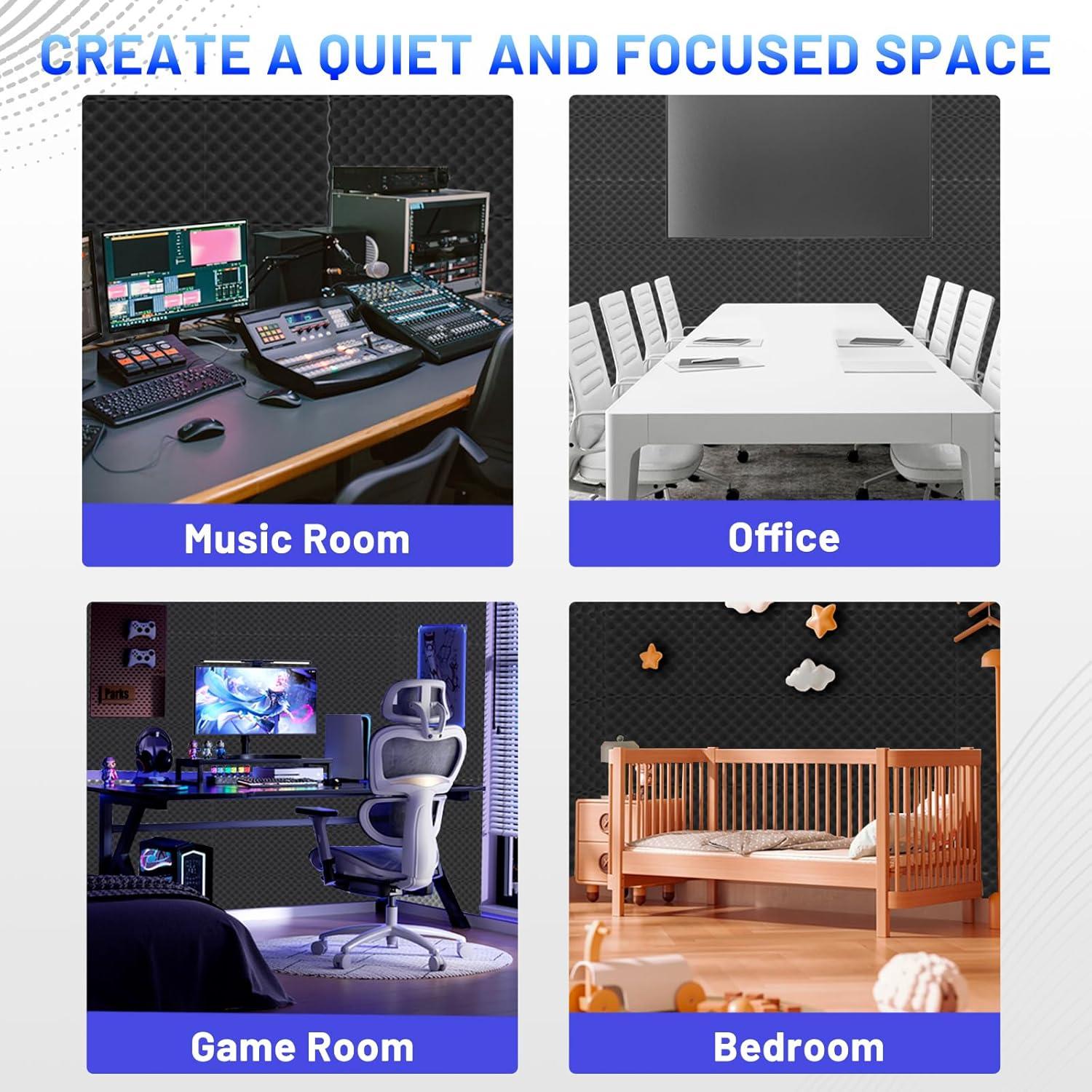 Paneles Acústicos Focusound 52 Pack 1"x1" para Aislamiento Sonoro