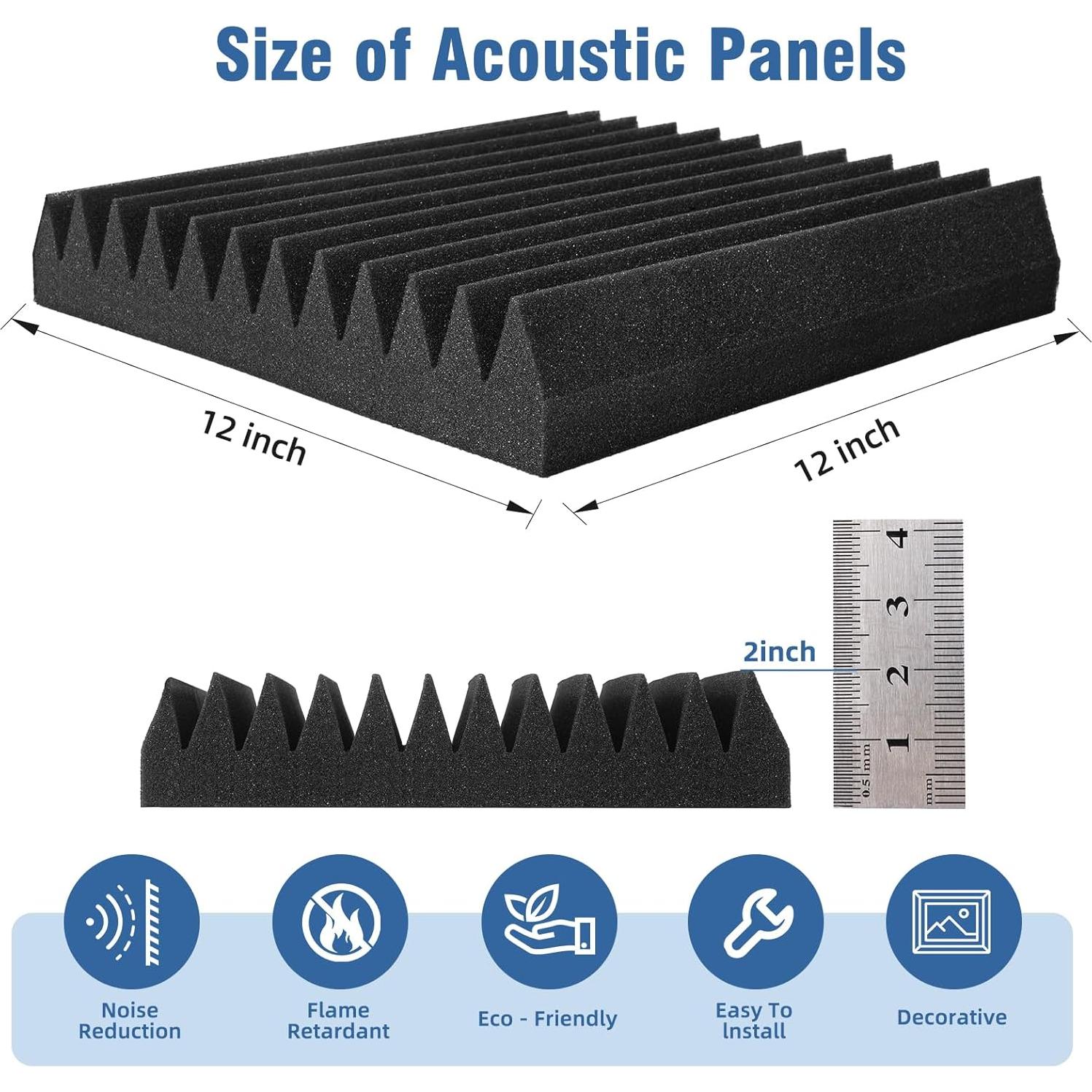 Paneles Acústicos de Espuma 30x30 cm Negro - Paquete de 50