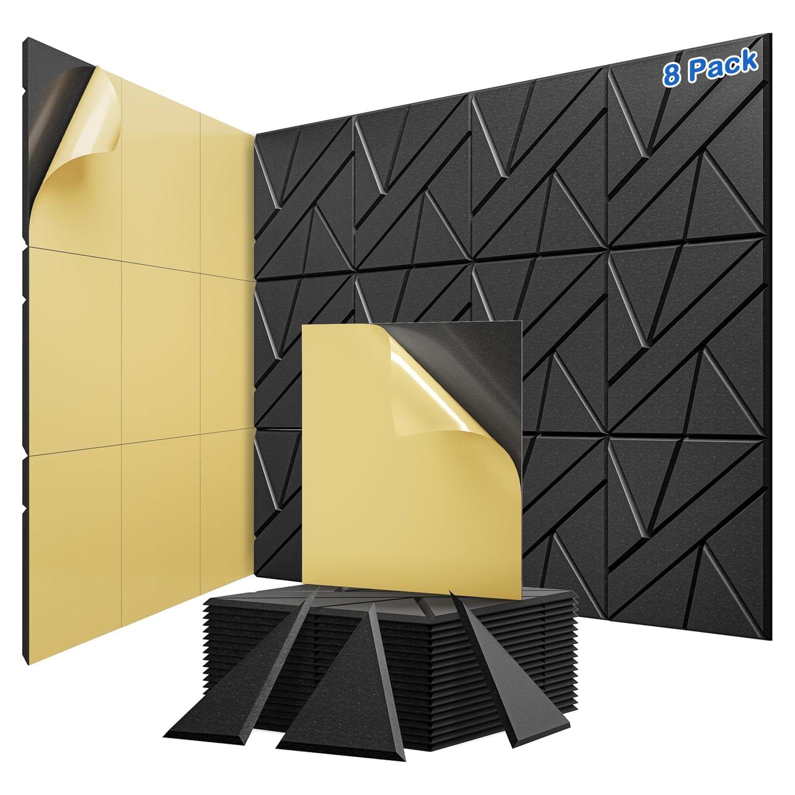 Paneles Acústicos Aislantes de Sonido Autoadhesivos 8 Pzas