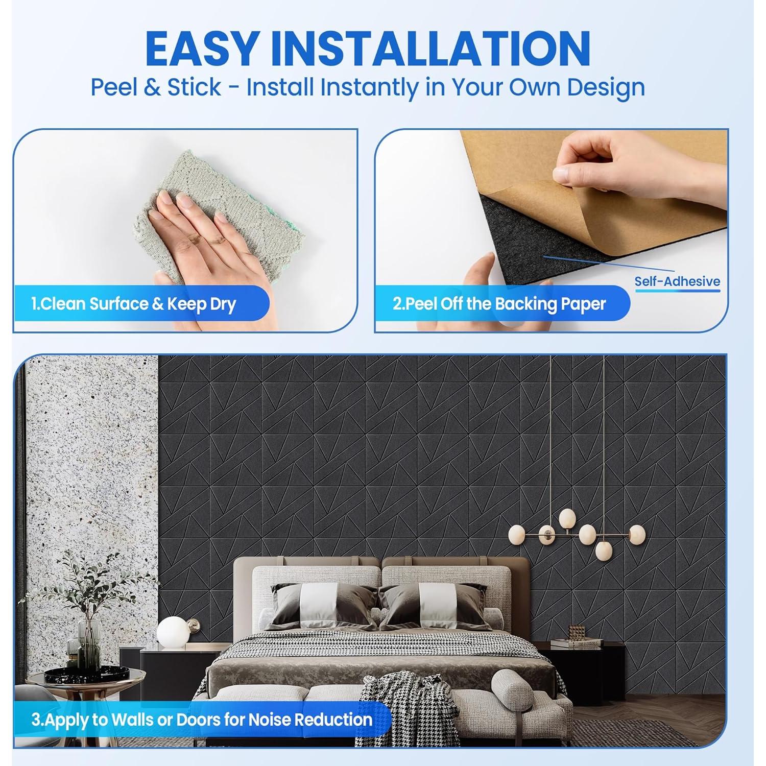 Paneles Acústicos Aislantes de Sonido Autoadhesivos 8 Pzas