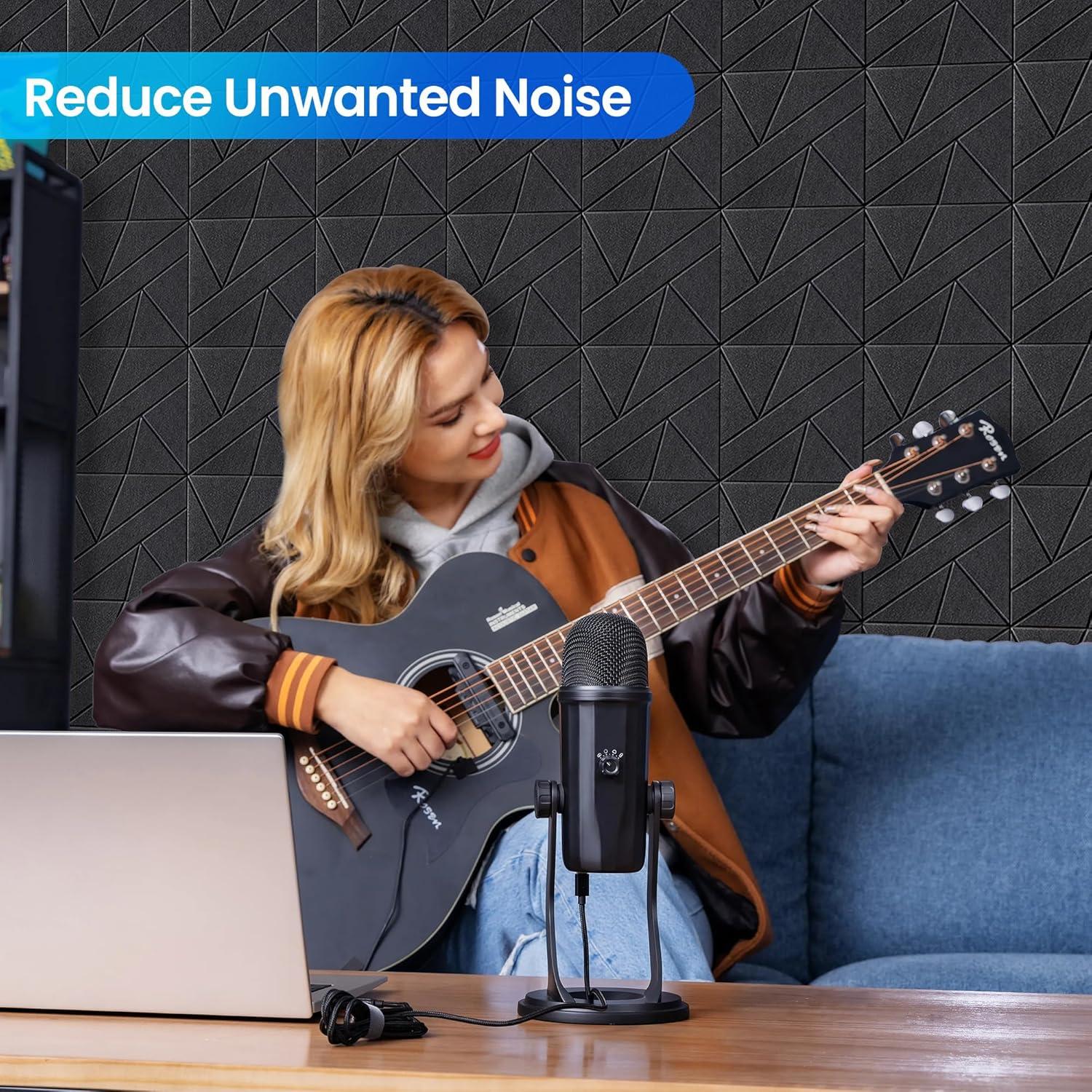 Paneles Acústicos Aislantes de Sonido Autoadhesivos 8 Pzas