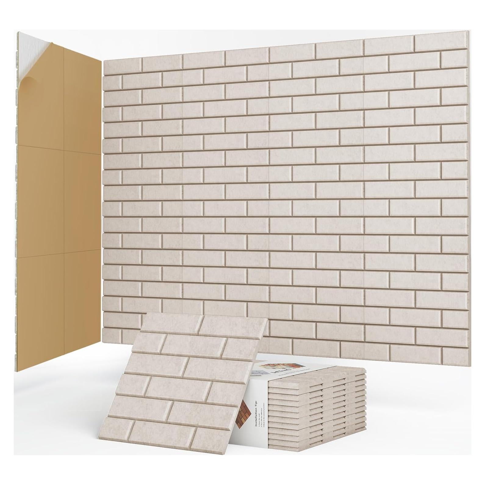 Paquete de 12 Paneles Acústicos 3D Autoadhesivos Camello