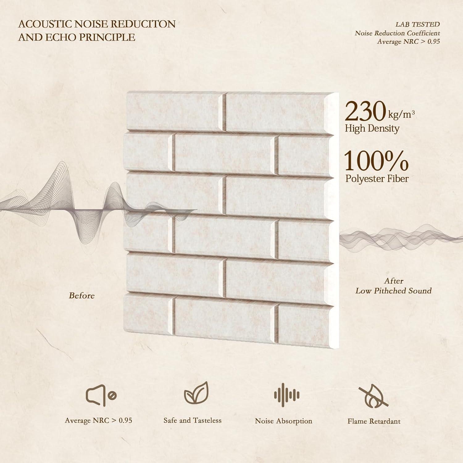 Paquete de 12 Paneles Acústicos 3D Autoadhesivos Camello