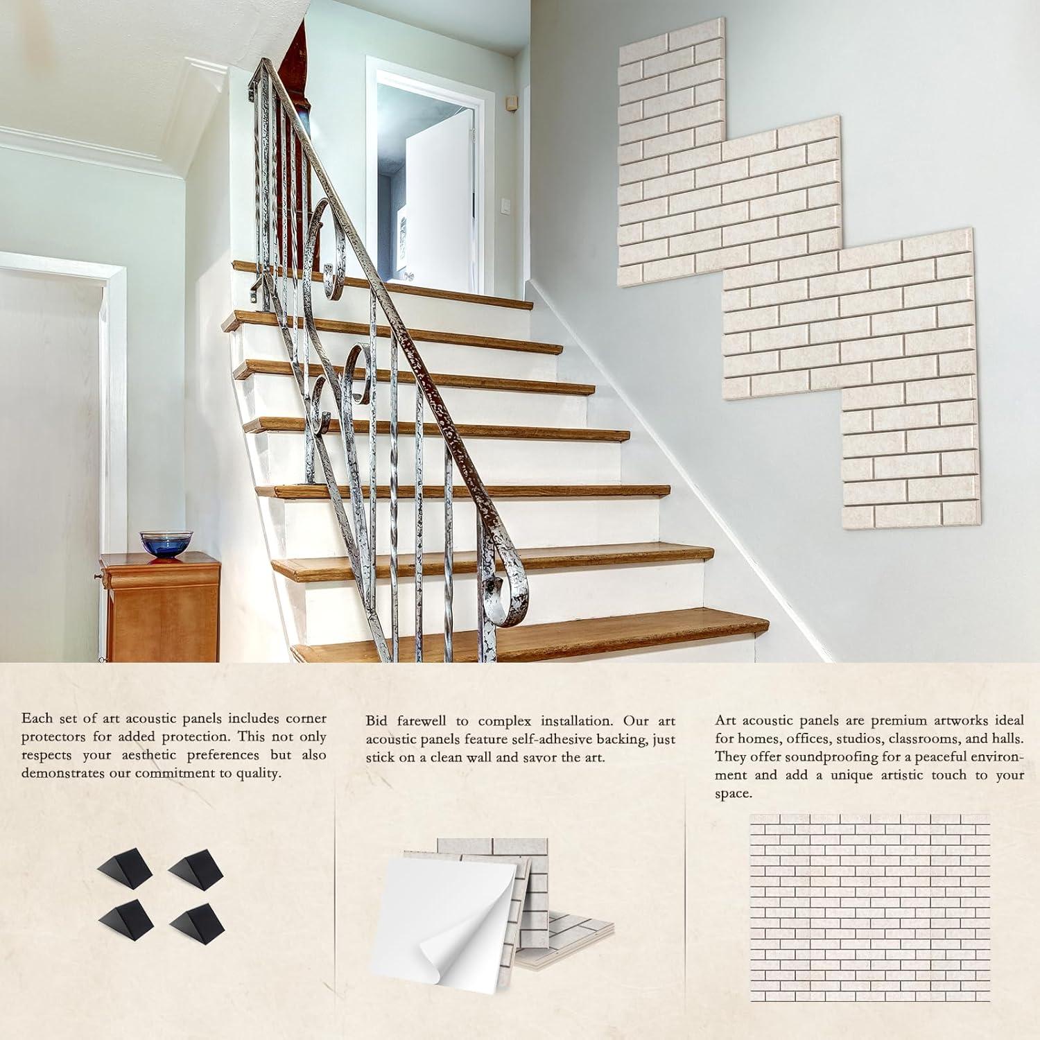 Paquete de 12 Paneles Acústicos 3D Autoadhesivos Camello