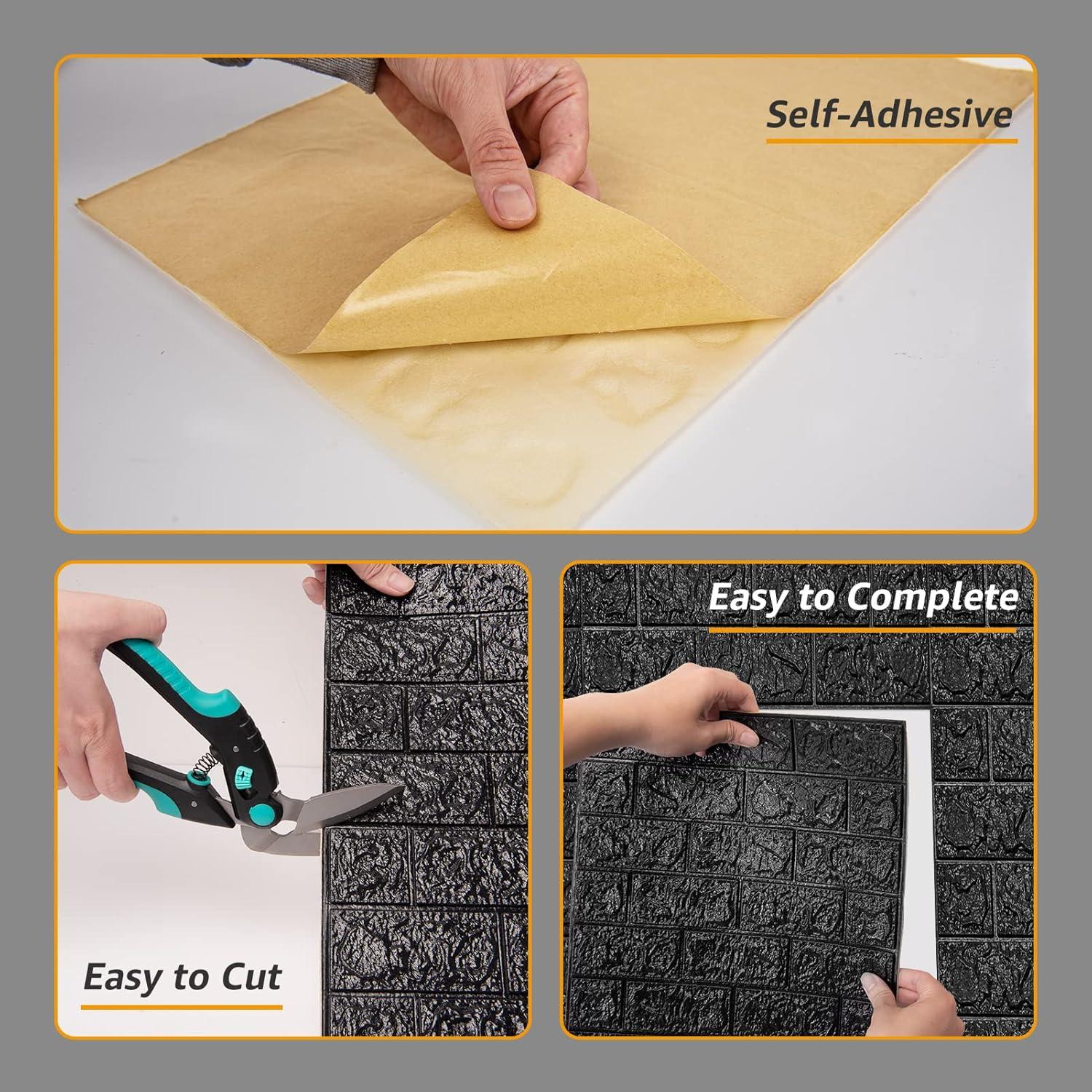 Paneles de Espuma 3D Art3d 44 m² Negro - 30 Hojas